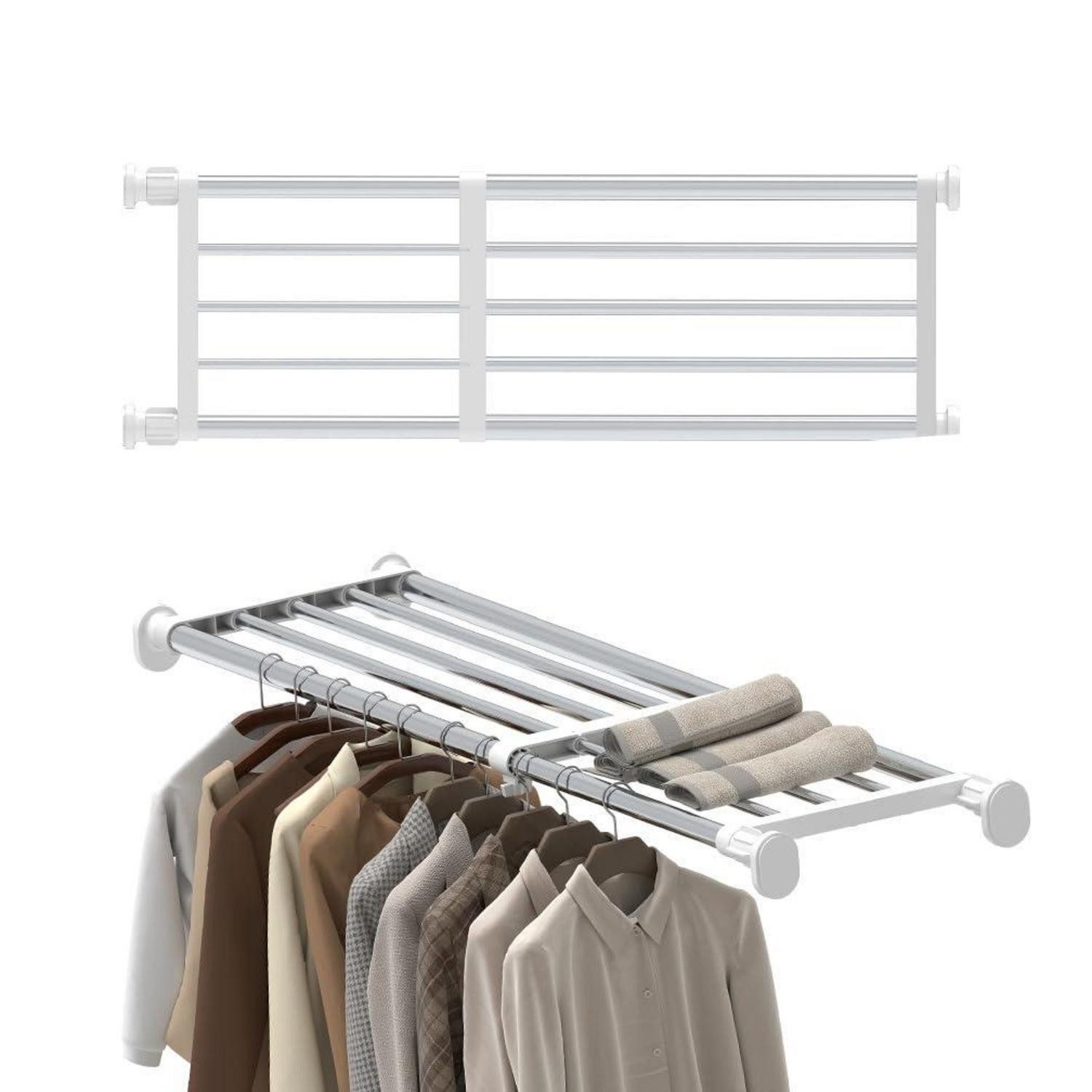 LuxusKollektion Teleskopregal Teleskop Kleiderschrank 60-80cm Elfenbein, 1-tlg.