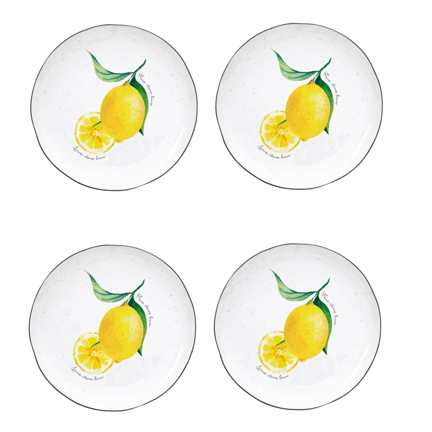 EasyLife Frühstücksteller Amalfi, Spülmaschinengeeignet, Weiß, Motiv: Zitronen