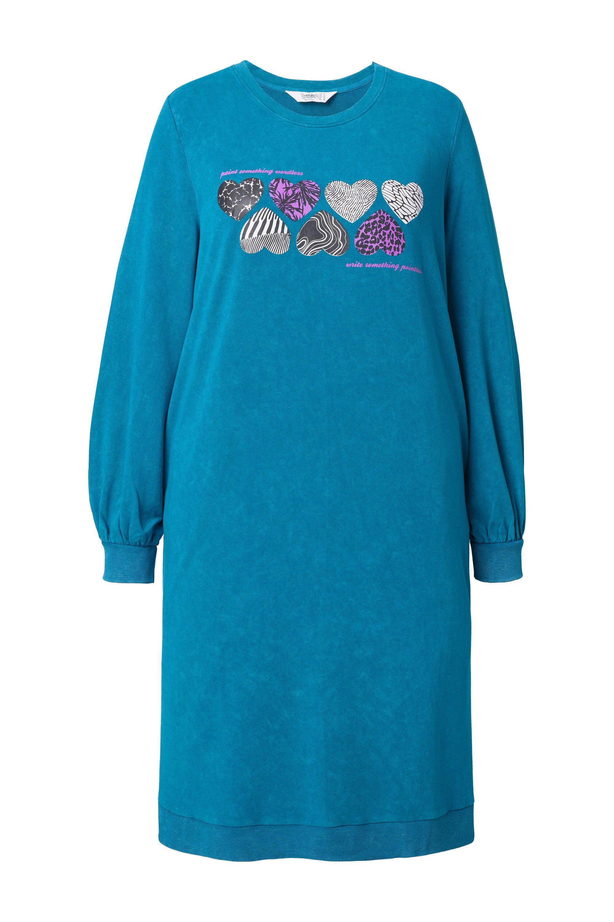 Angel of Style Jerseykleid Sweatkleid Straight Fit Druckmotiv Ballon-Langarm