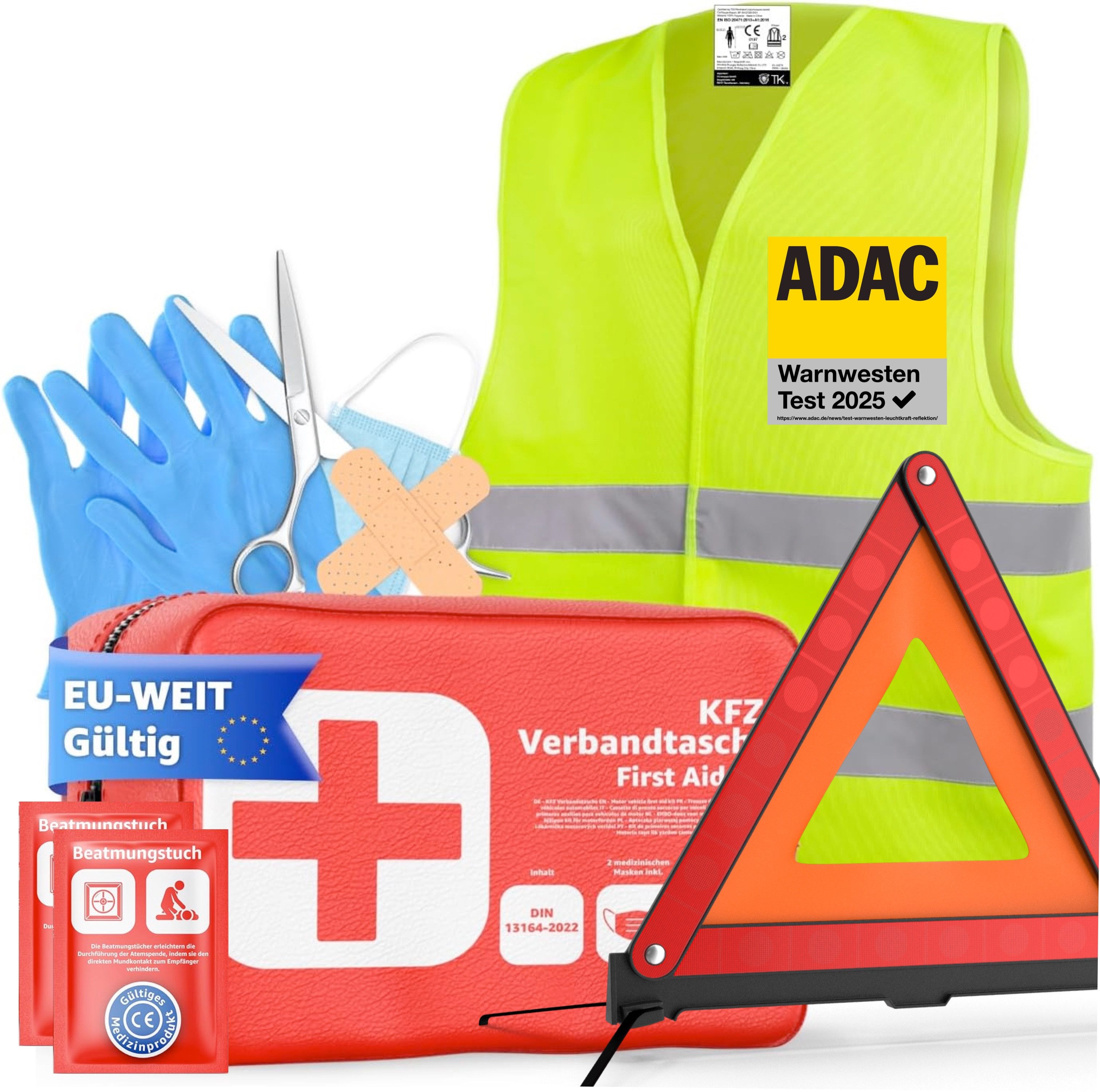Erste-Hilfe-Set 3 in 1- Set KFZ Pannenset & Autozubehör - Auto Erste Hilfe Set
