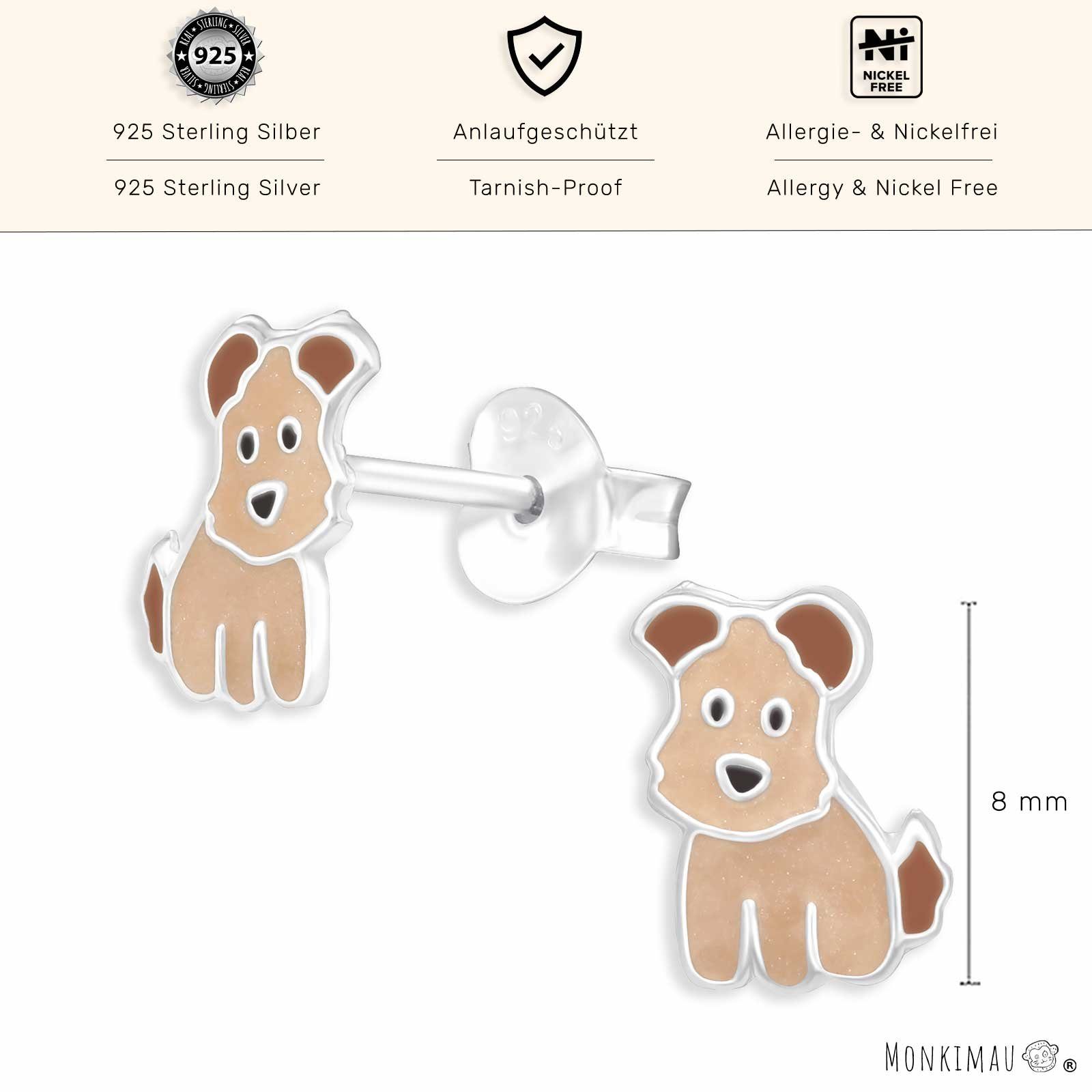 Monkimau Paar Ohrstecker Terrier Ohrstecker Hunde Silber (Packung) Ohrringe Schmuck