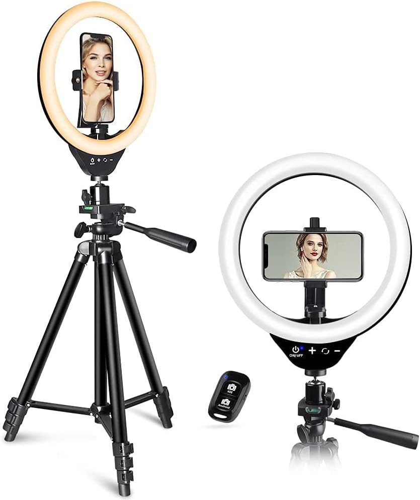 UBeesize Ringlicht 10"LED-Ringlicht: Stativ, Fernbedienung – Live Stream, TikTok, YouTube, 10 Zoll Touch Ringlicht, 3000–6000K, dimmbar, Bluetooth Fernbedienung