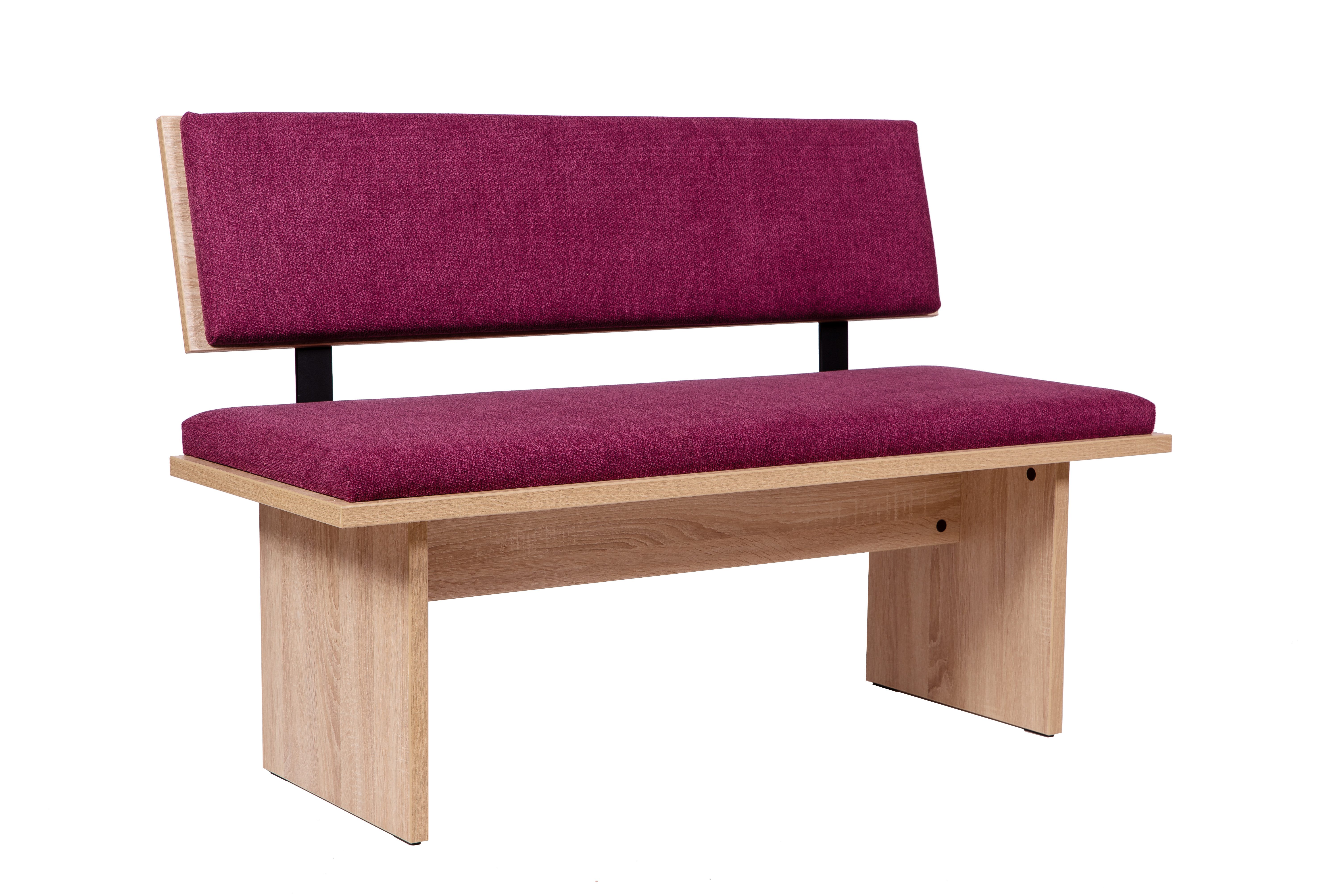 kundler home Sitzbank Bank mit Polster + Lehne 'Die Stilvolle' L: 125 cm, Eiche Premiumdekor