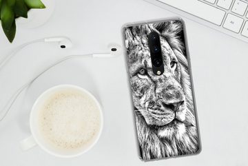 MuchoWow Handyhülle Porträt - Löwe - Schwarz und weiß, Phone Case, Handyhülle OnePlus 7 Pro, Silikon, Schutzhülle