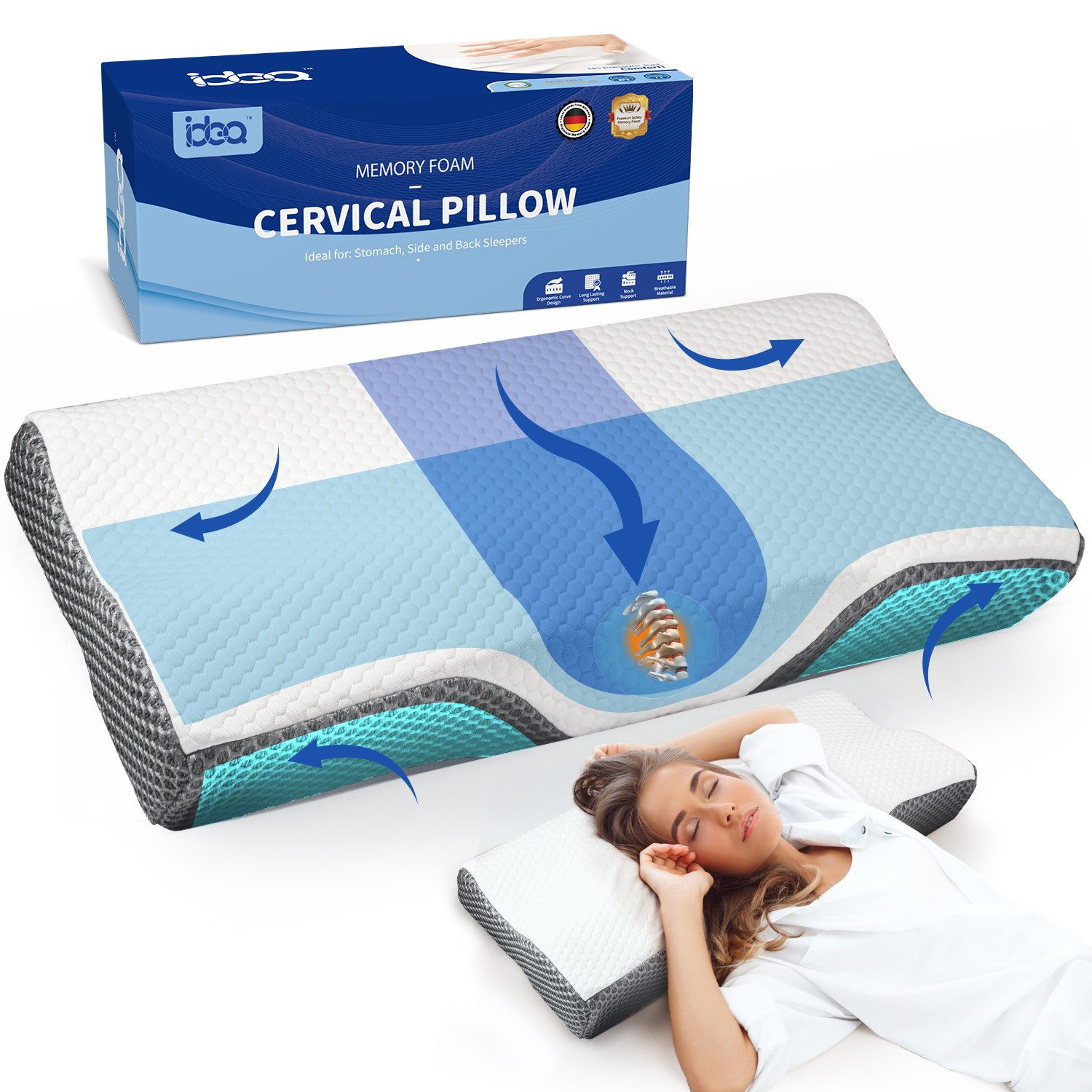 Esun Kopfkissen Orthopädisches Kissen, Ergonomisches Nackenkissen günstig online kaufen