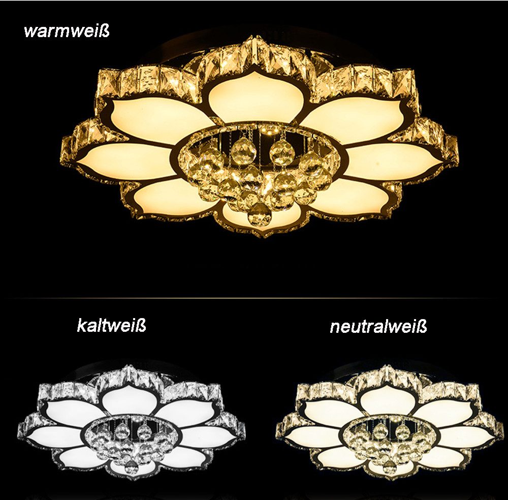 Eurohandisplay LED Deckenleuchte LED Pendelleuchte Kristall Fernbedienung Deckenleuchte Deckenlampen, LED fest integriert, Warmweiß bis Kaltweiß, Modern Kristall