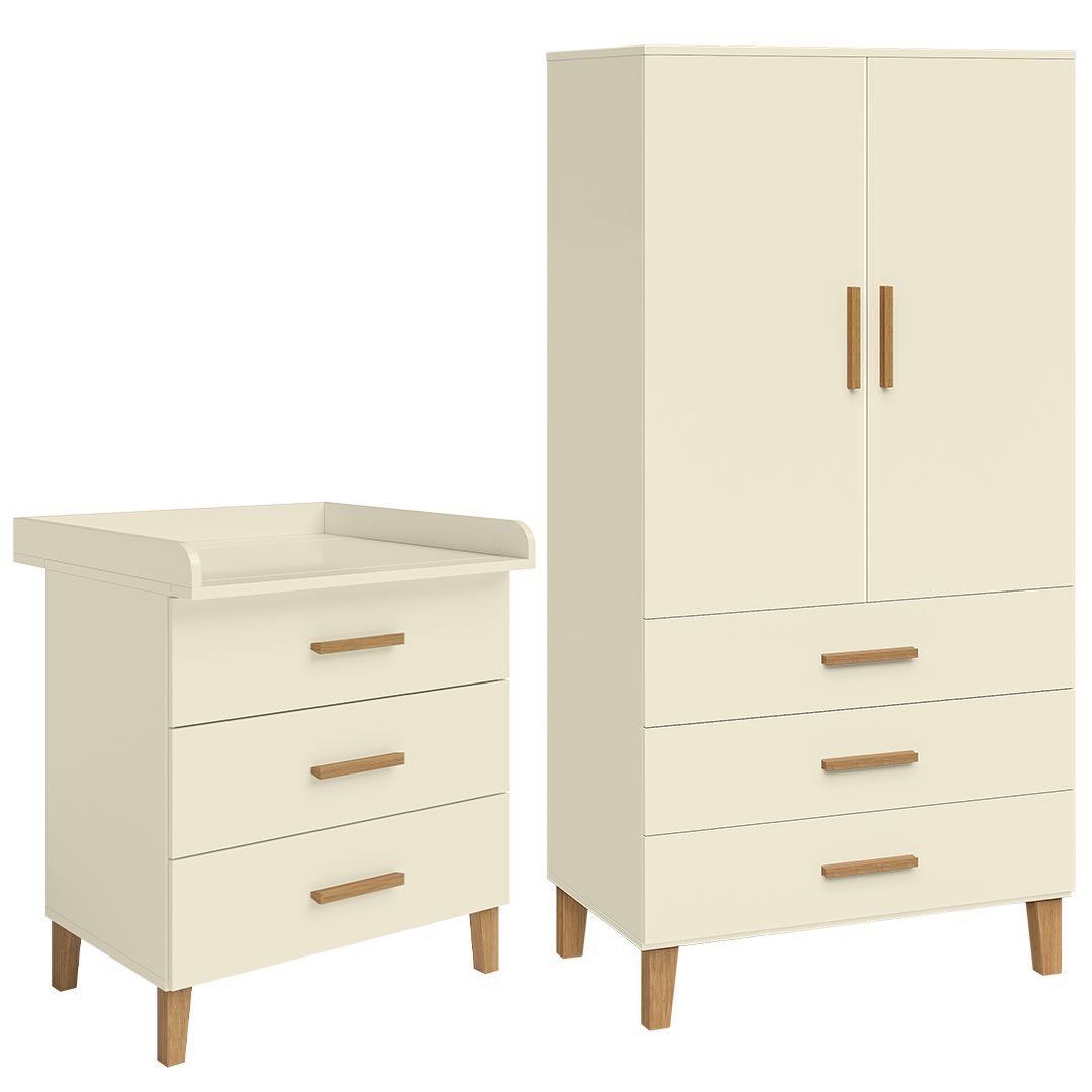 Bellabino Babymöbel-Set Liri, (Beige/Natur, 2-tlg., Wickelkommode günstig online kaufen
