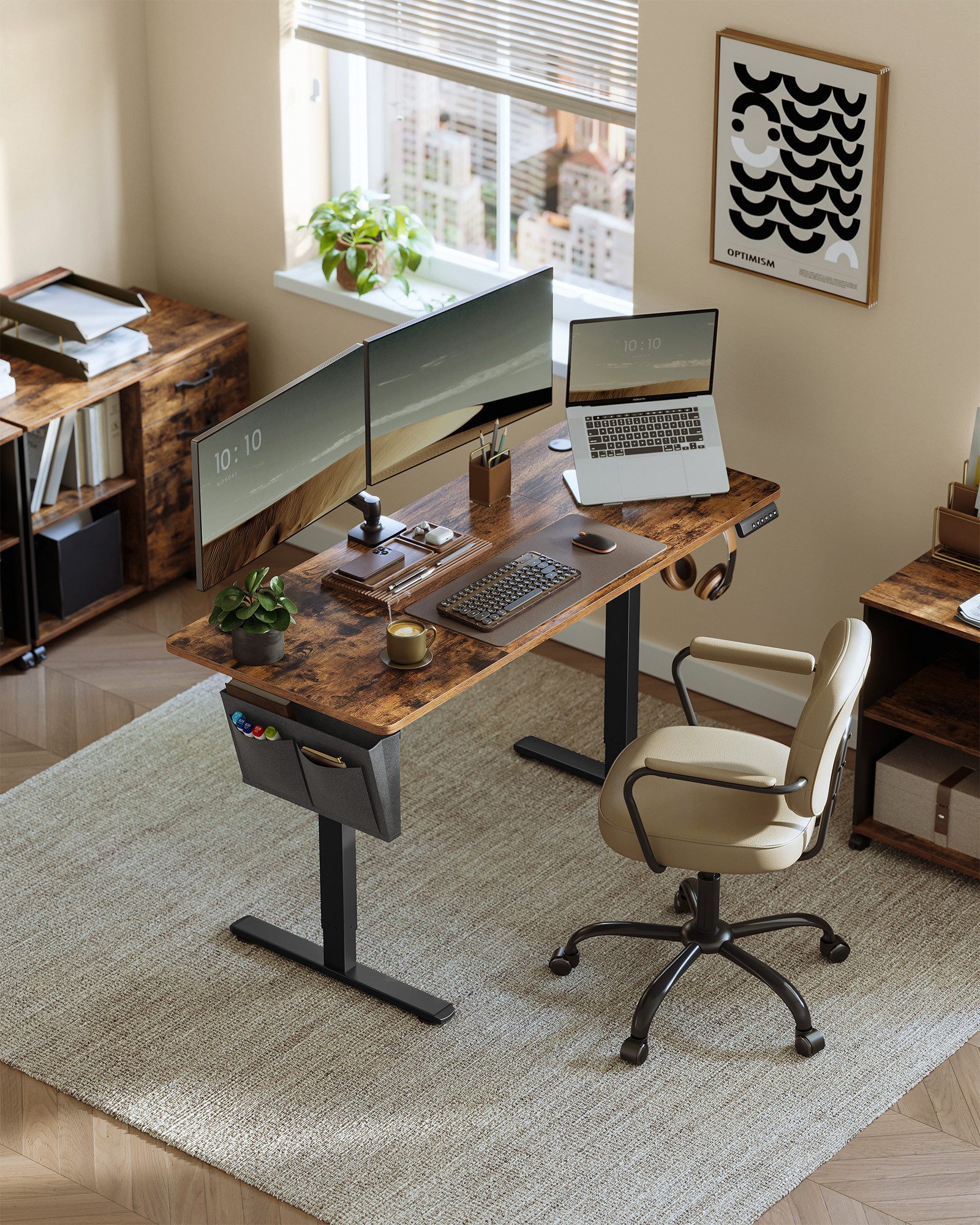 SONGMICS Schreibtisch Höhenverstellbarer elektrisch, 120/140/160/180 cm, Me günstig online kaufen