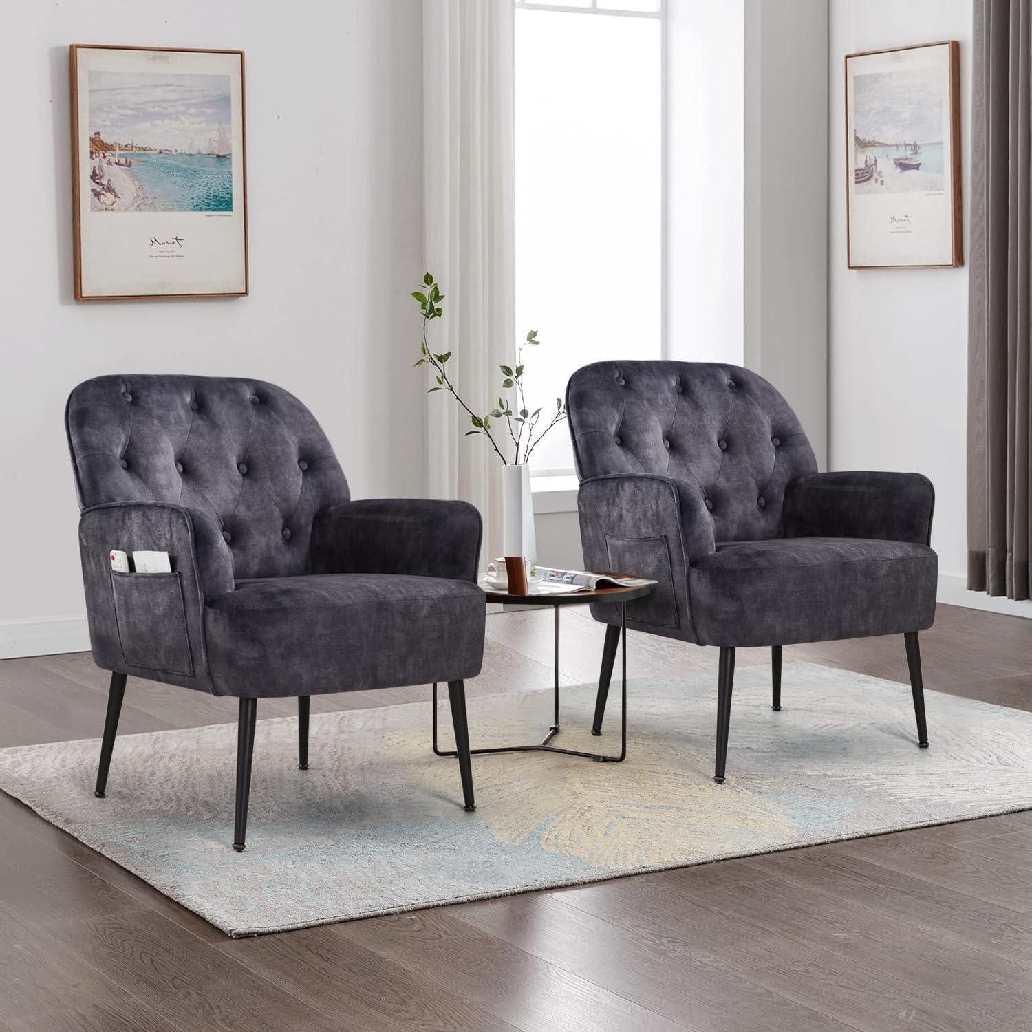 LuxusKollektion Cocktailsessel Sessel Cocktailsessel Lesesessel Samt Armlehnen Dreh Polster Grau