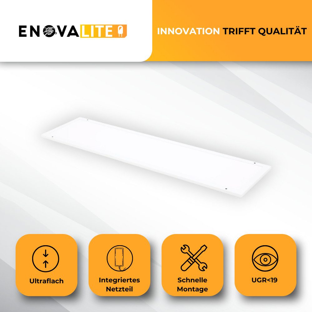 ENOVALITE LED Rasterleuchte LED Aufbaupanel, 120x30 cm, 30 W, 3300 lm, 4000 K (neutralweiß), LED fest integriert, Neutralweiß