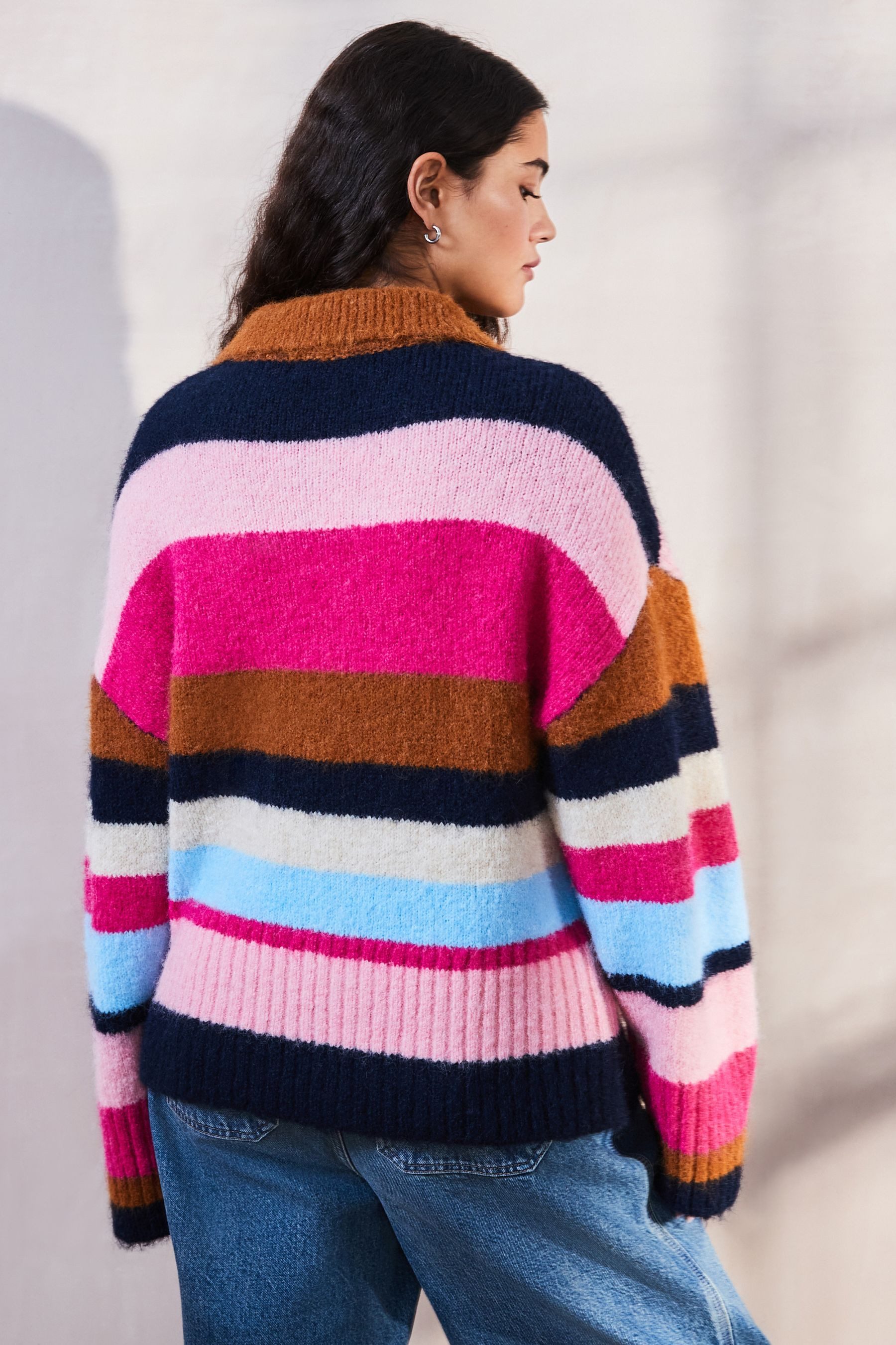 Next Polokragenpullover Gestreifter Polo-Strickpullover mit Kragen günstig online kaufen
