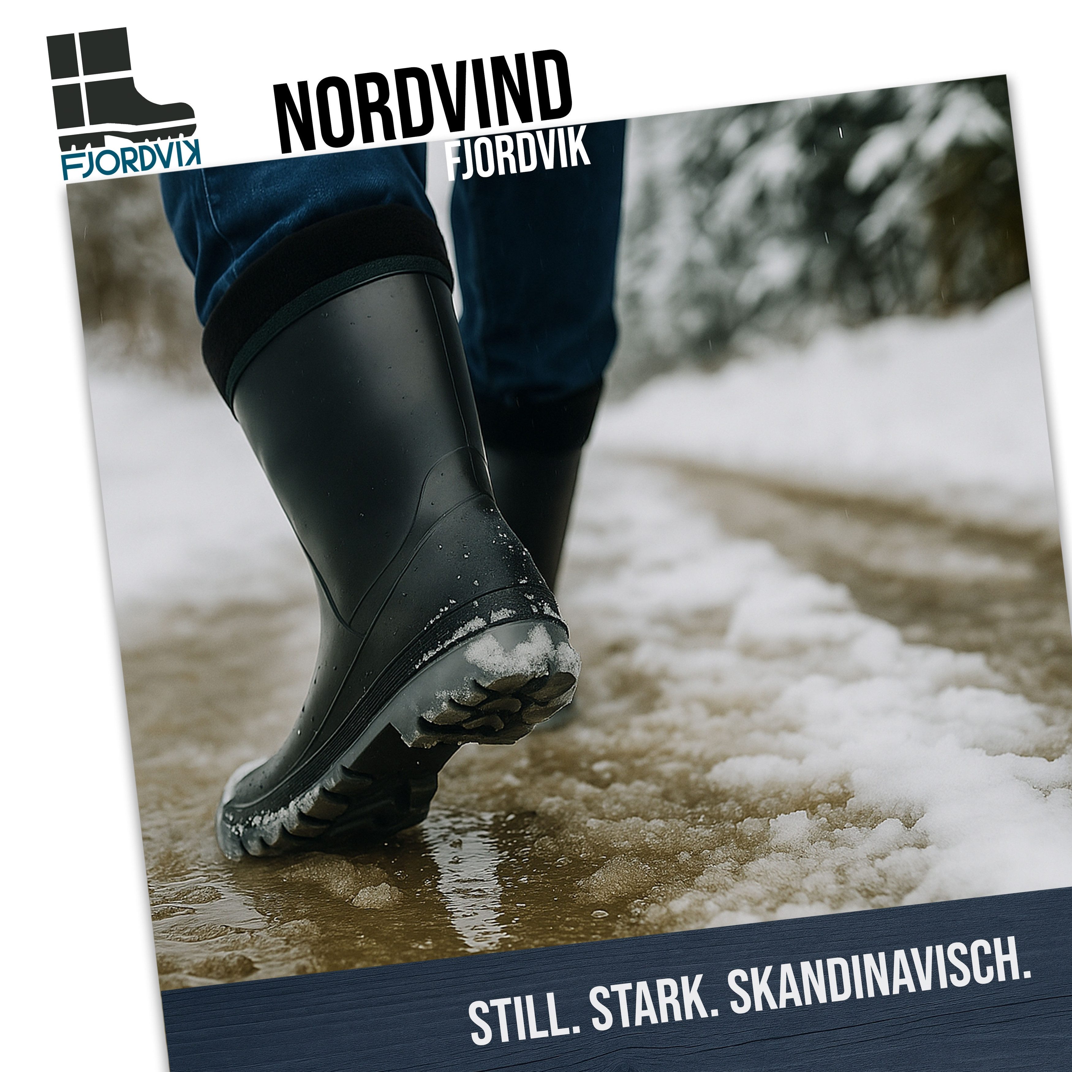 Fjordvik Herren PVC-Thermostiefel mit herausnehmbarem Winterfutter – Schwarz Gummistiefel (Isolierende Winterboots mit Fleecefutter für Hof und Spaziergang) Pflegeleichtes Material lässt sich schnell und sauber abspülen