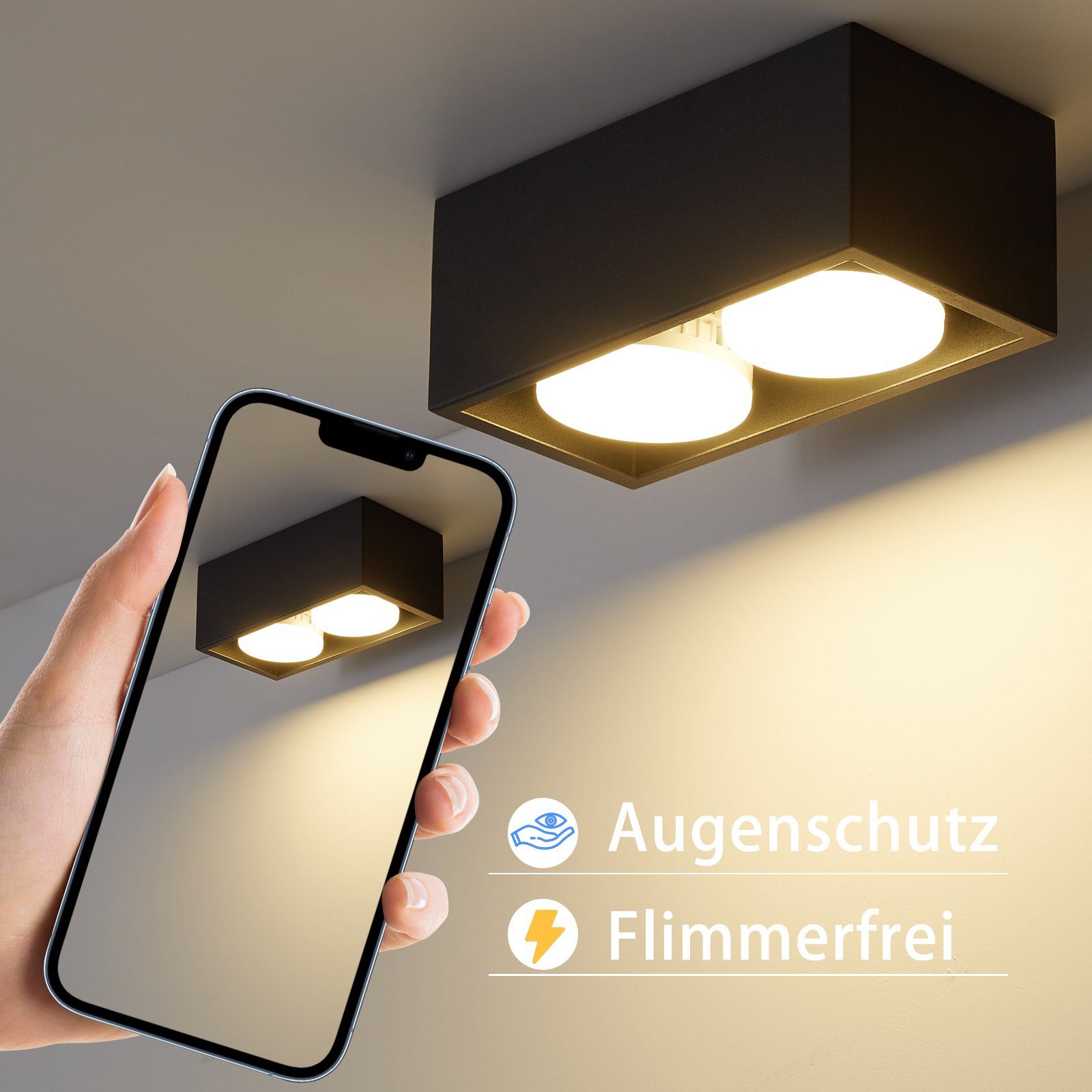 Nettlife LED Aufbaustrahler Weiß Aufbau Aufputz Deckenspots 1/2/3/4 Flammig Deckenleuchte, Schwenkbar 120°, LED wechselbar, Warmweiß, für Küche Wohnzimmer Esszimmer Schlafzimmer Flur