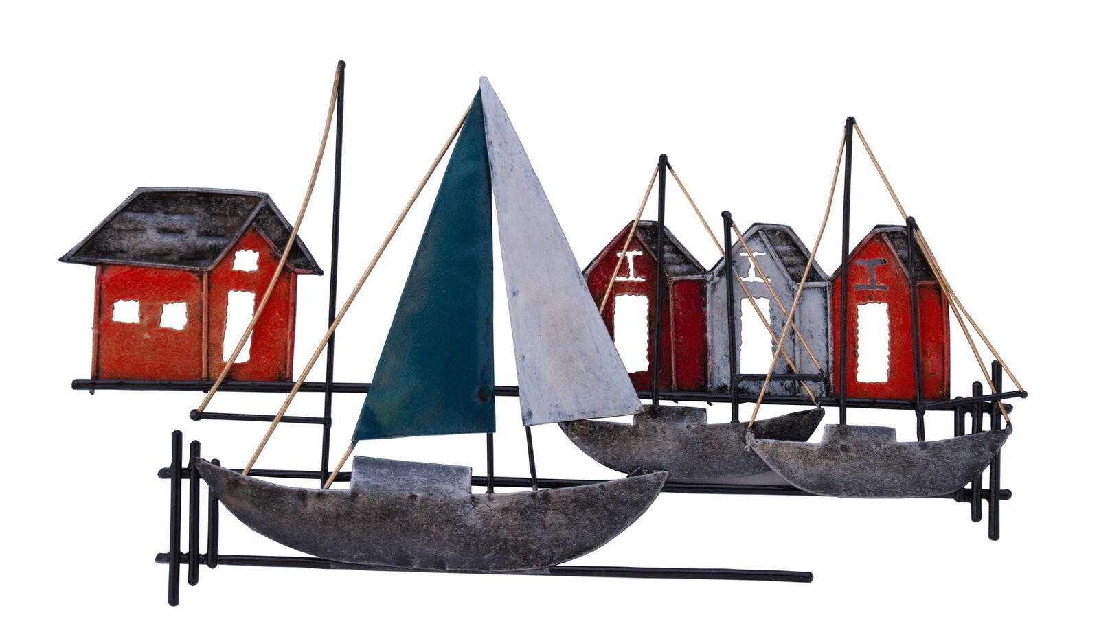 Wanddekoobjekt Wanddeko Schiff Segelboot Wandbild Haus Boot Deko Figur Skulptur