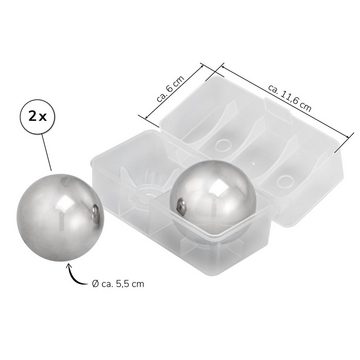 bremermann Eiswürfel-Steine MAXI-Eisball Set 3tlg. / 2x Edelstahl-Eiskugel inkl. Aufbewahrungsbox