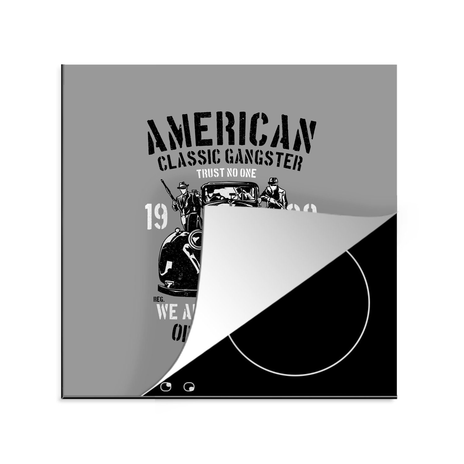 küche Waffen (1 Vintage, - Auto - für Mancave MuchoWow Arbeitsplatte cm, tlg), - Amerika 78x78 Ceranfeldabdeckung, Vinyl, - Herdblende-/Abdeckplatte