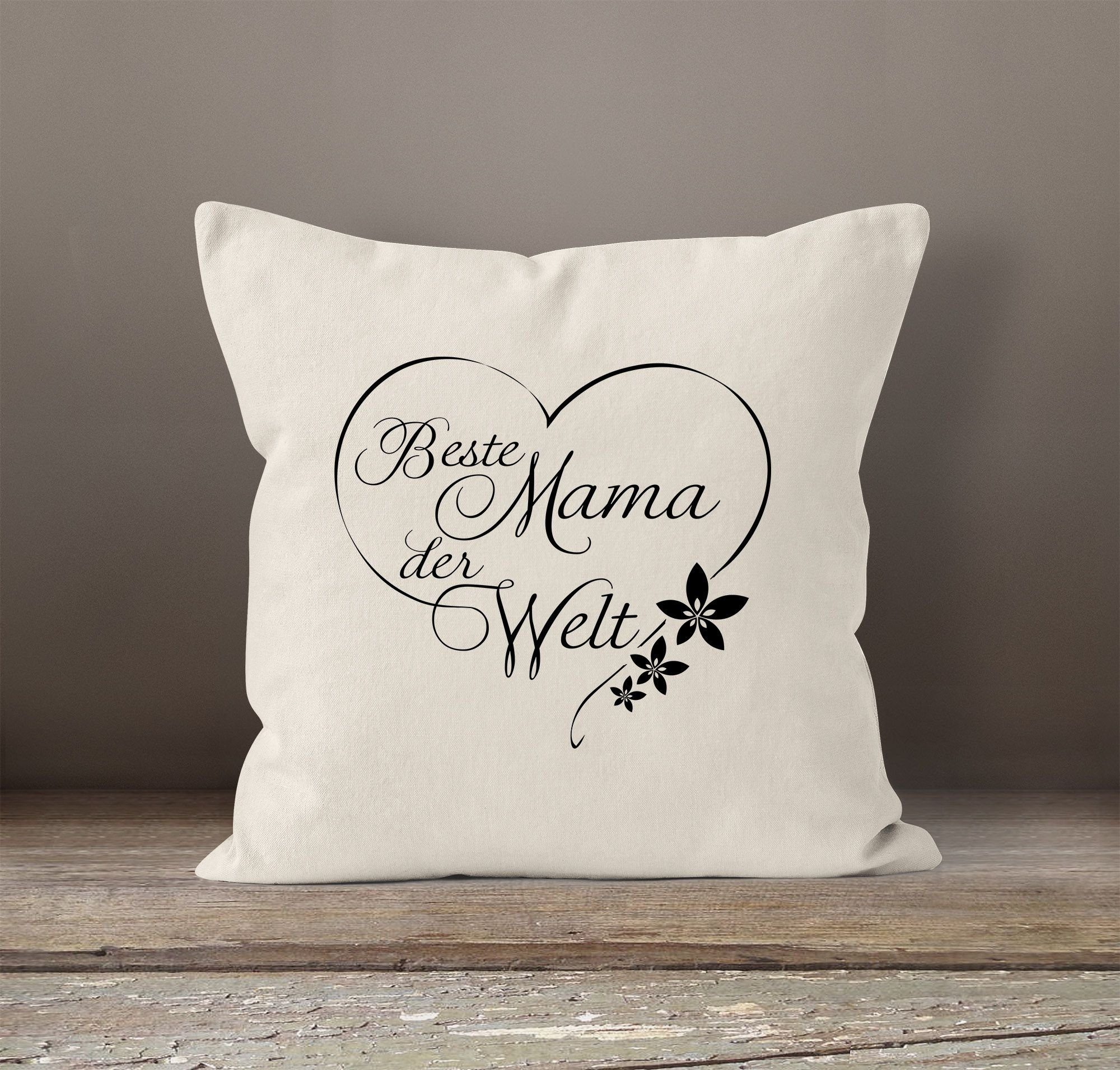 Beste Muttertag Dekokissen Welt Mutter MoonWorks der Kissenbezug MoonWorks® Geschenk natur Baumwolle für 40x40 Mama
