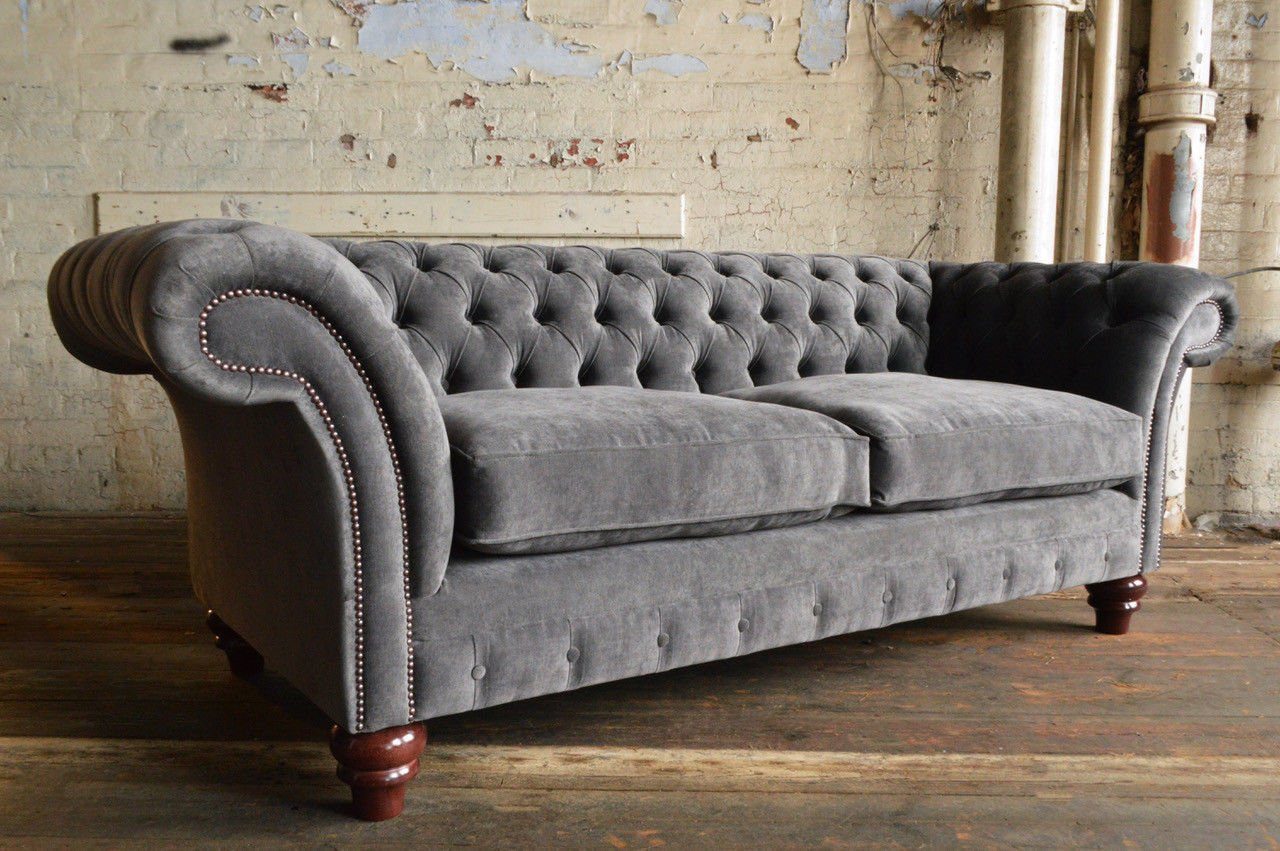 Sofa Textil Europe 1069, Chesterfield 3-Sitzer in Luxus Polster Design Couch Made JVmoebel Klass