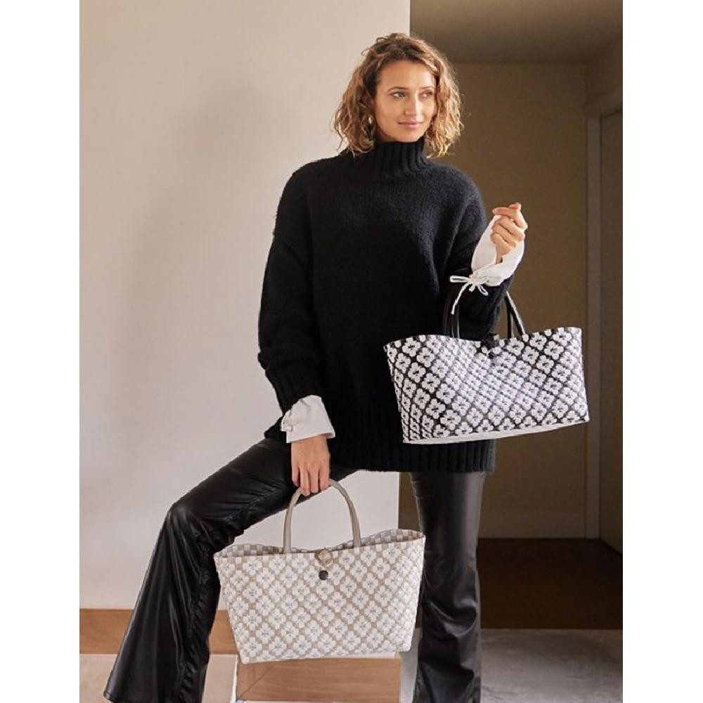 Handed By Einkaufskorb Handed By Handtasche Mini Motif Bag Black White