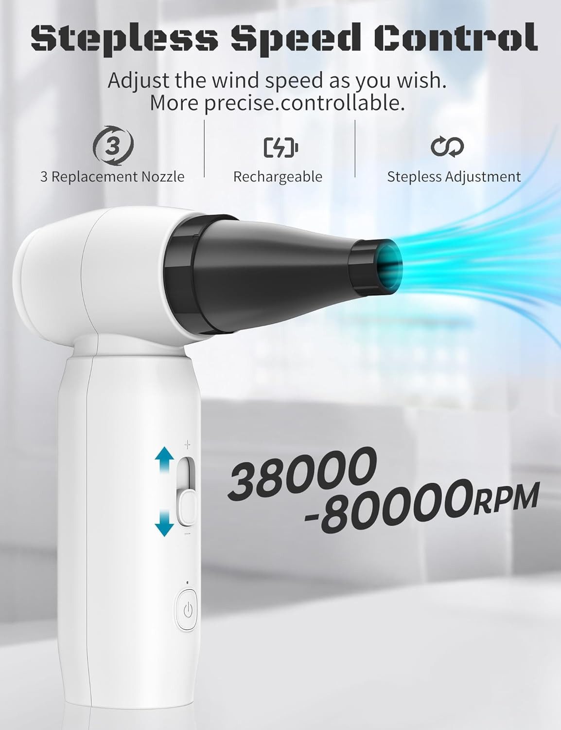 EXTSUD Handventilator Hand-Turbo-Ventilator, eingebauter 4500-mAh-Akku, 80. günstig online kaufen