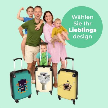 NoBoringSuitcases.com© Kinderkoffer Hund - Mops - Toilette - Zeitung - Tier 55x35x20cm, 4 Rollen, Reisetasche mit rollen, Handgepäck für Ferien, Kindertrolley, Koffer