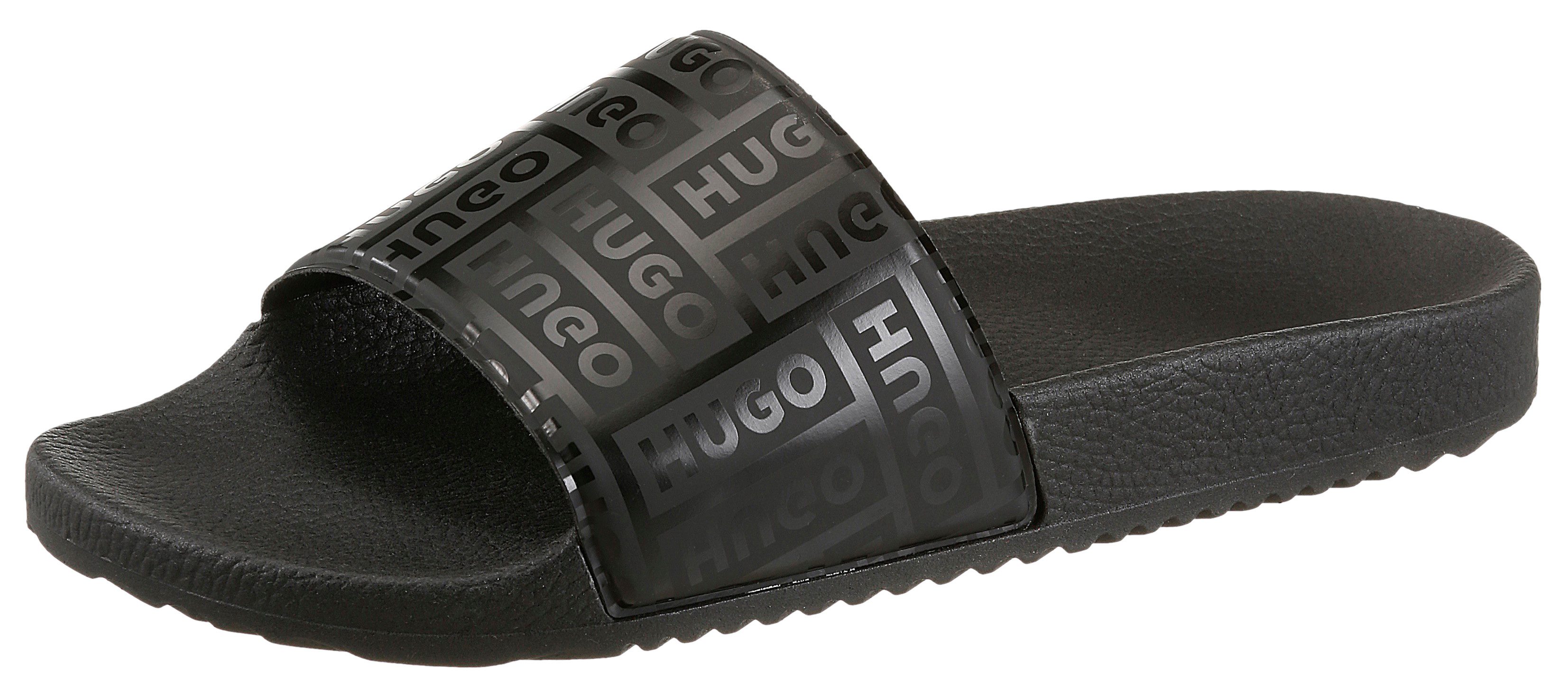 HUGO Blue Timein_slid Badepantolette Strandschuh, Schlappen, Sommerschuh, Flat mit Logoschriftzügen