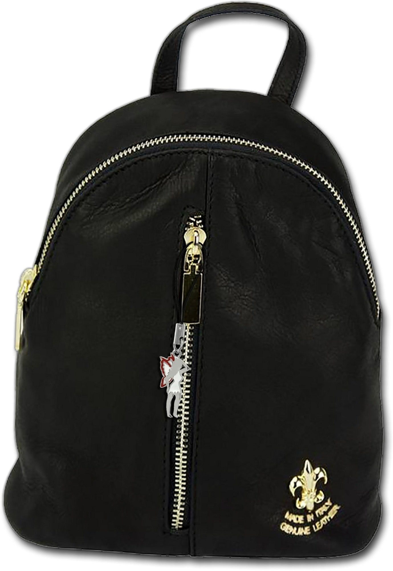 FLORENCE Cityrucksack »D2Florence kleiner schwarzer 2in1 Rucksack«, Damen,  Jugend Rucksack aus Echtleder in schwarz, ca. 21cm Breite, Made-In Italy  online kaufen | OTTO