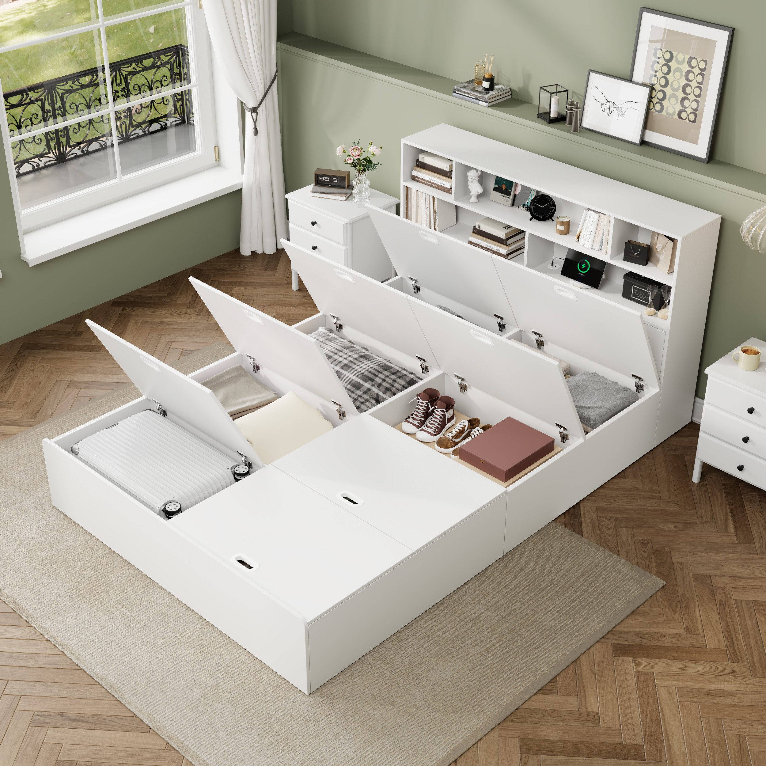 Flieks Holzbett, Doppelbett 140x200cm mit 8 günstig online kaufen
