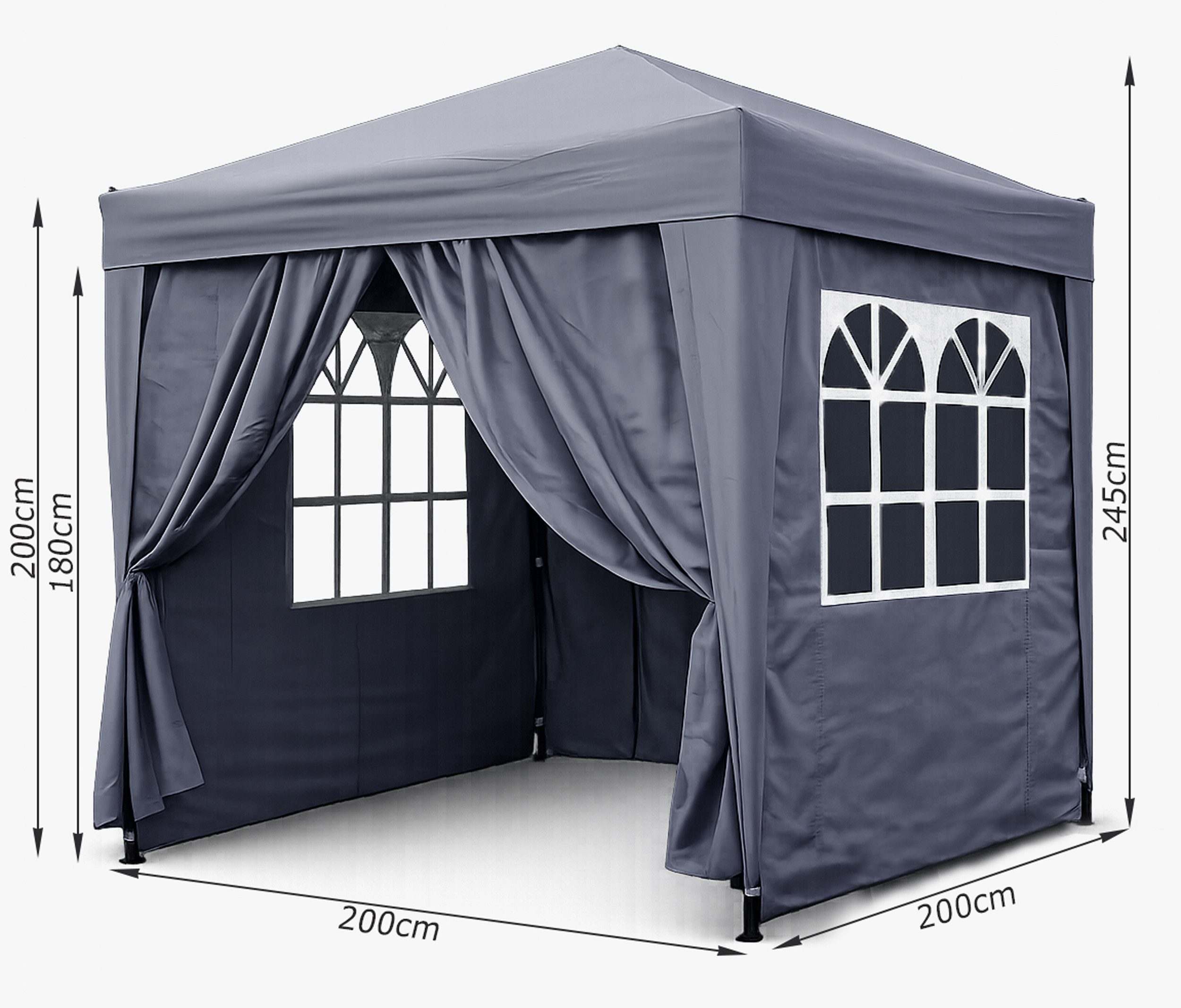 Quick Star Faltpavillon Pop Up mit 4 Fußgewichten, mit 4 Seitenteilen, (Faltpavillon inklusive Seitenteilen und 4 Fußgewichten), Maße L/B/H: 200x200x245cm – Bild 3 von 5
