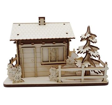 DeColibri Kreativset Räucherhaus Holz Bastelset Basteln Weihnachten Ski, (Bastelset zum Bemalen und Gestalten), Made in Germany