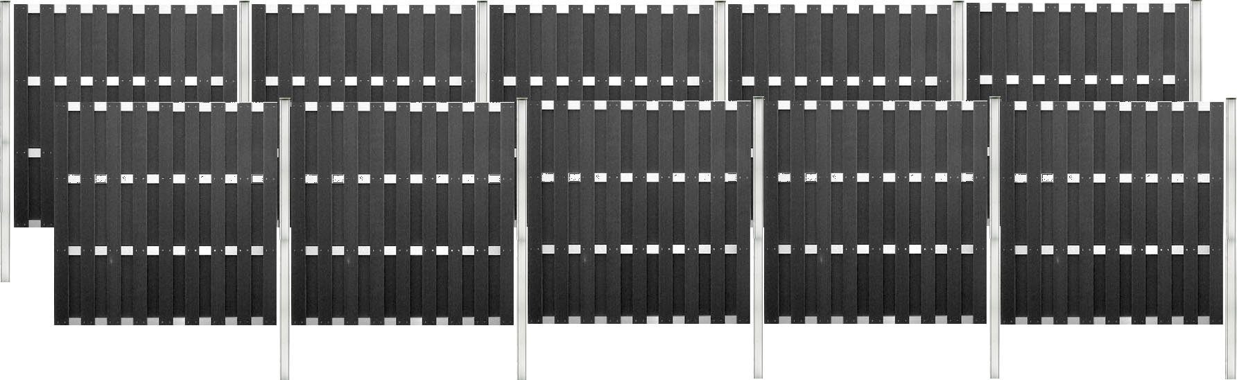 Tetzner & Jentzsch Sichtschutzelement EL PASO WPC, 18,75 m Gesamtlänge, 190 cm Höhe, inkl. Pfosten und Befestigung