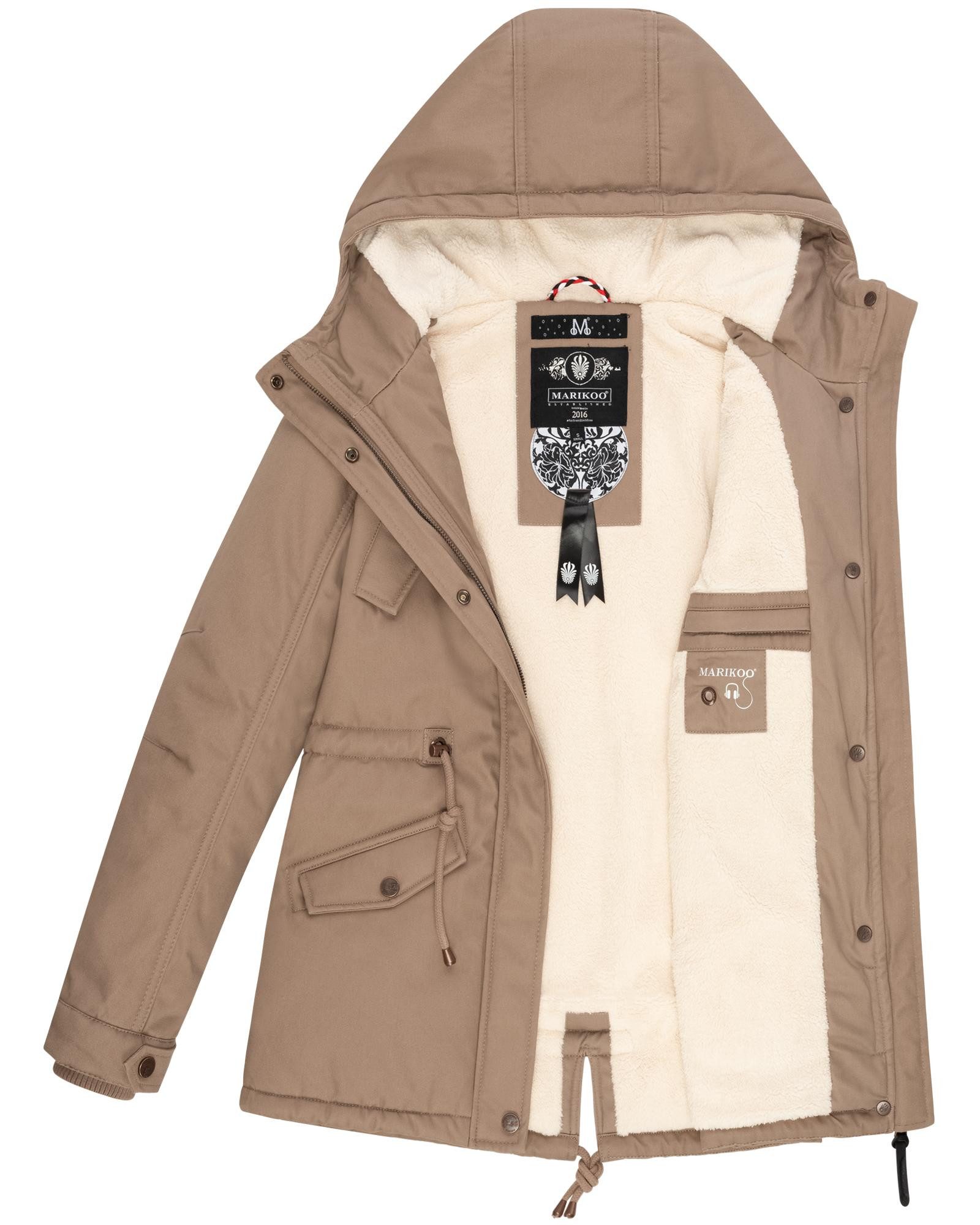Marikoo Winterjacke Manolya stylischer Kurzmantel mit weichem Teddyfell-Futter – Bild 5 von 5