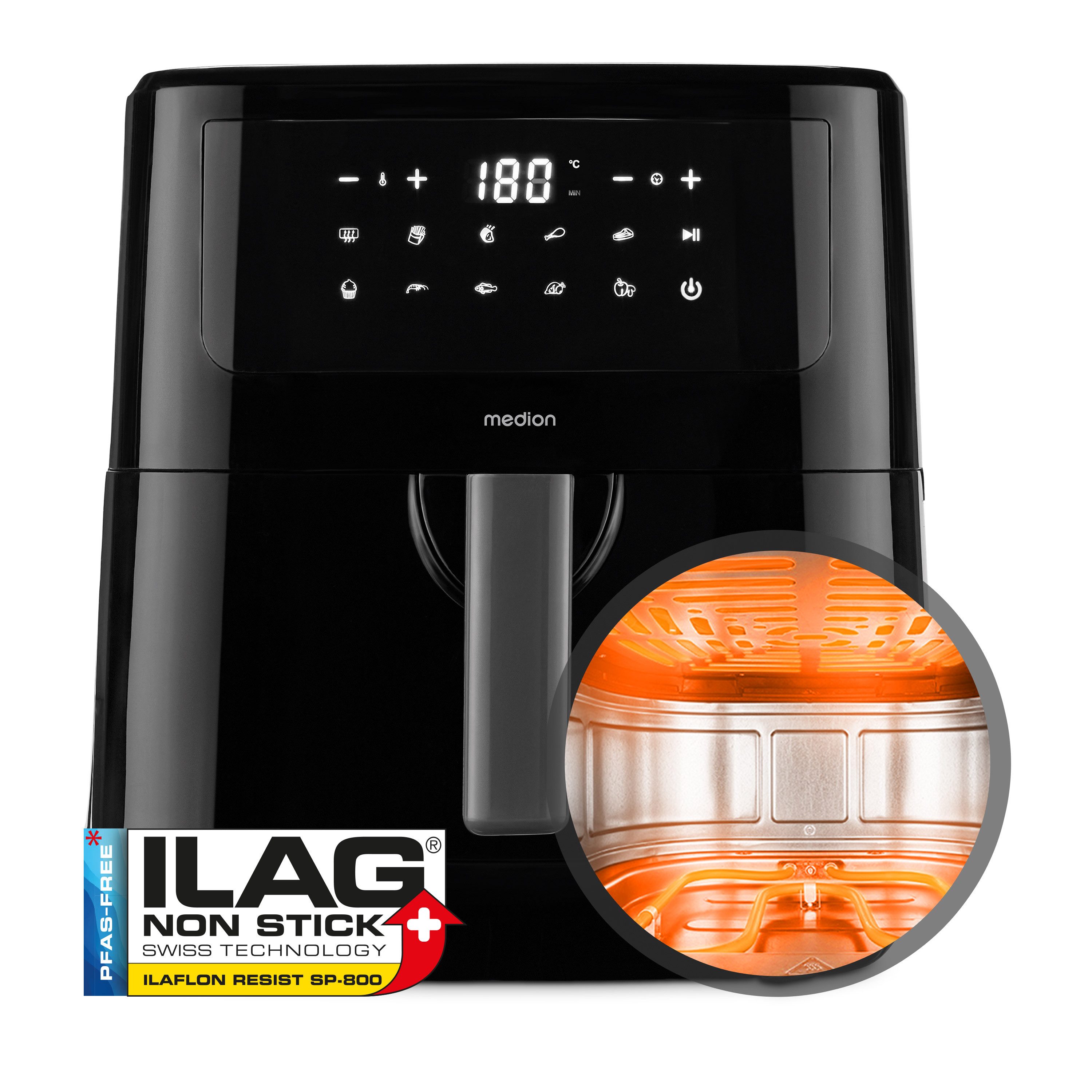 Heißluftfritteuse mit 2 Heizelementen MD11750 P10 XL Duo, großer