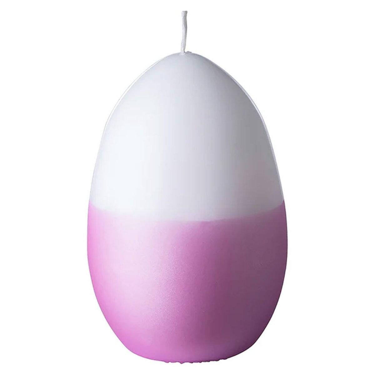 Fink Osterfigur Stumpenkerze Eikerze Ei Metallic Weiß Fuchsia (12cm)