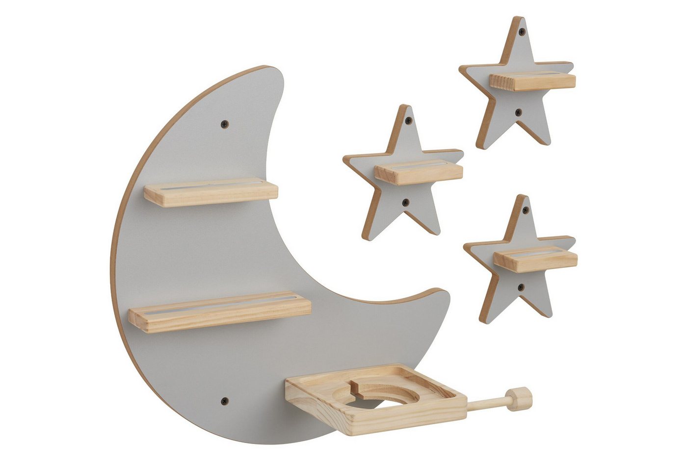 tectake Wandregal Magnetisches Kinderregal für bis zu 25 Figuren, Toniebox geeignet, Tonie Regal MyLittleStory Star 1-tlg., Mit unsichtbarer Aufhängung und integrierter Kabelführung