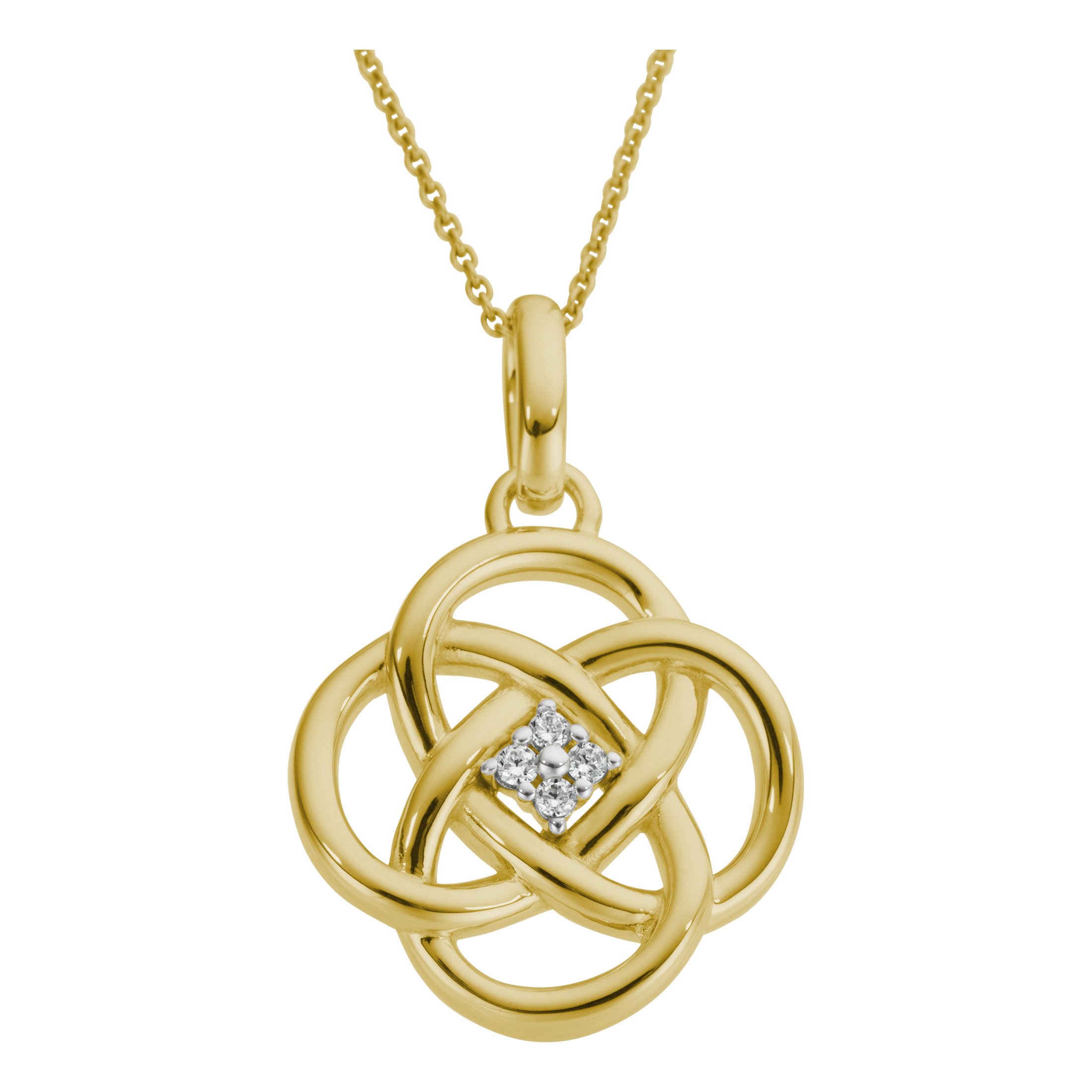 Firetti Kettenanhänger Schmuck Geschenk Gold 333 Halsschmuck Anhänger Knoten, mit Brillanten