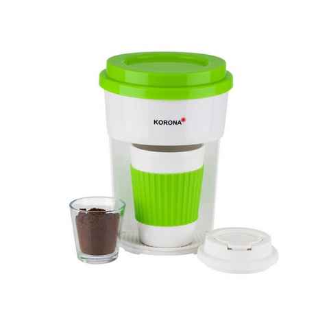 KORONA Filterkaffeemaschine Kaffee to Go Kaffeemaschine mit Becher, optimal für kleine Küchen, Büro, Wohnwagen, Wohnmobil, Camper