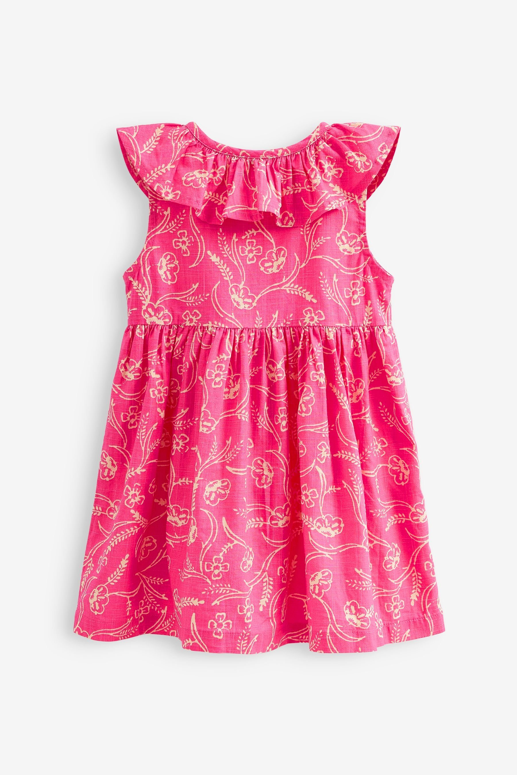Rüschenkragen mit Floral Kleid Sommerkleid (1-tlg) Next Pink