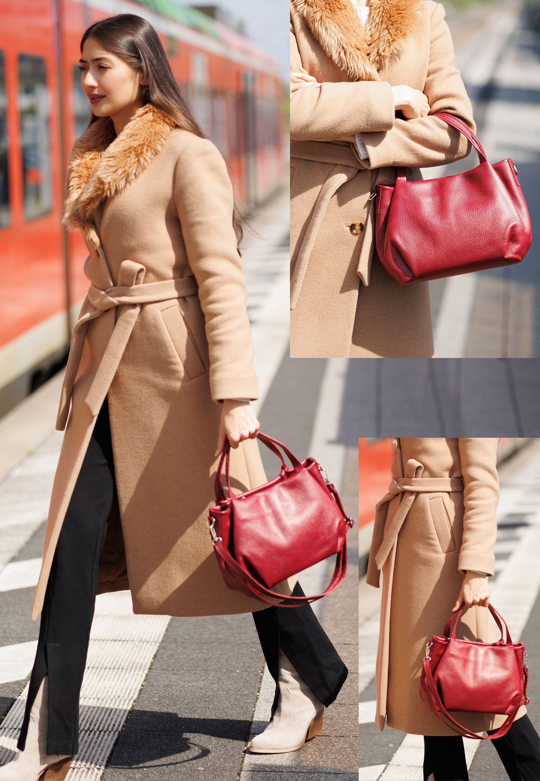 Caspar Henkeltasche Damen Leder Handtasche Schultertasche günstig online kaufen