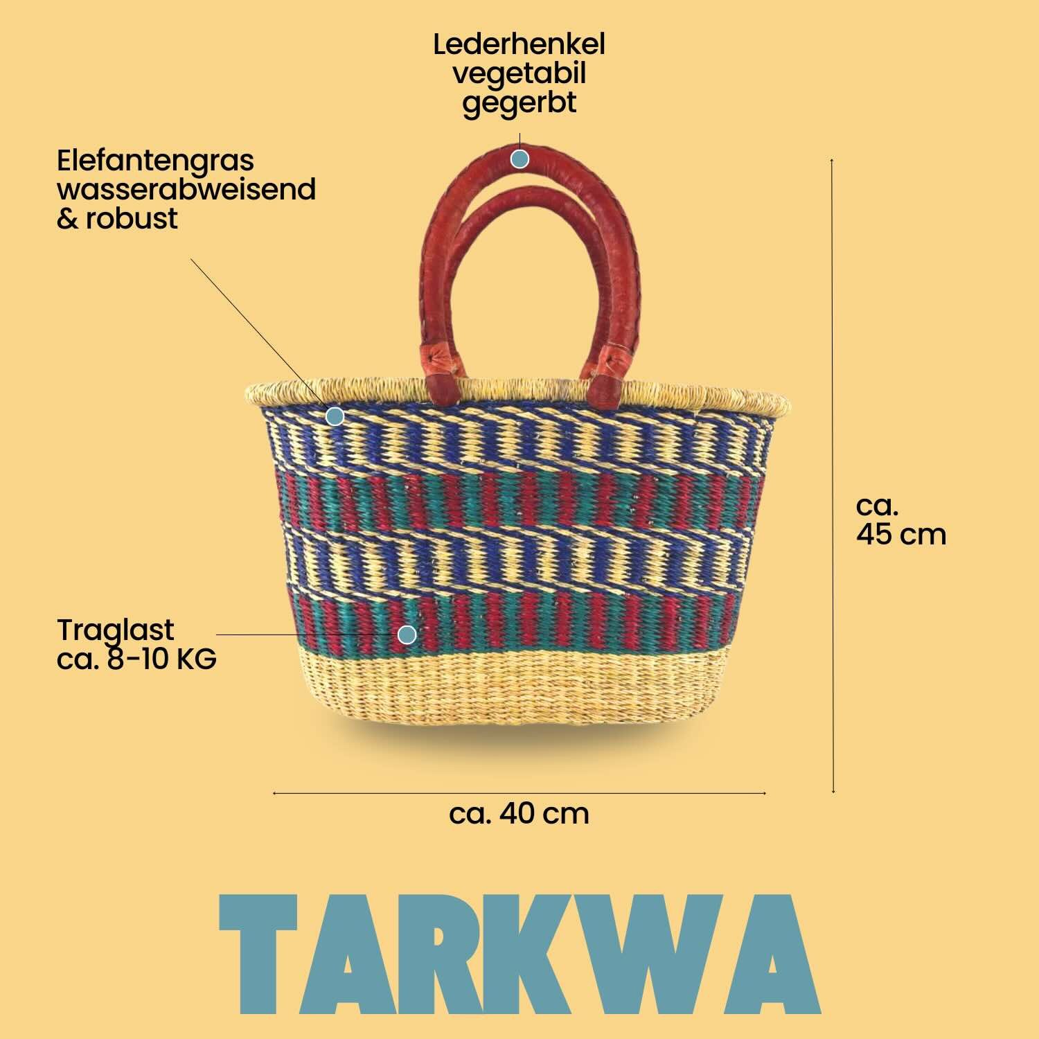 Einkaufskorb Bolga Korb - Tarkwa - Oval, Kunstvoll geflochtene Bolga Körbe – Charakterstücke voller Tradition