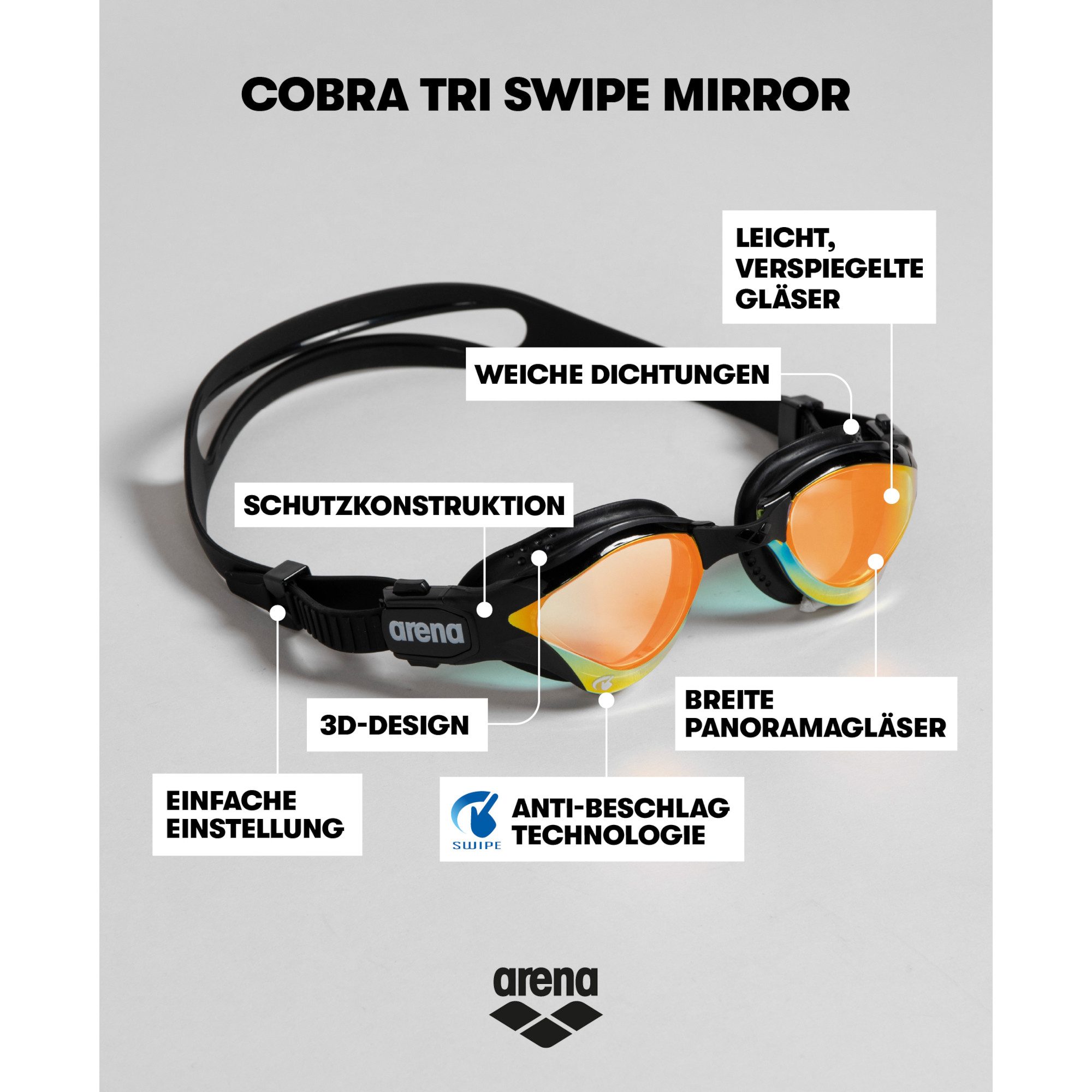 Arena Schwimmbrille Arena Schwimmbrille Cobra Mirror Triathlon Swipe Goggle 002508
