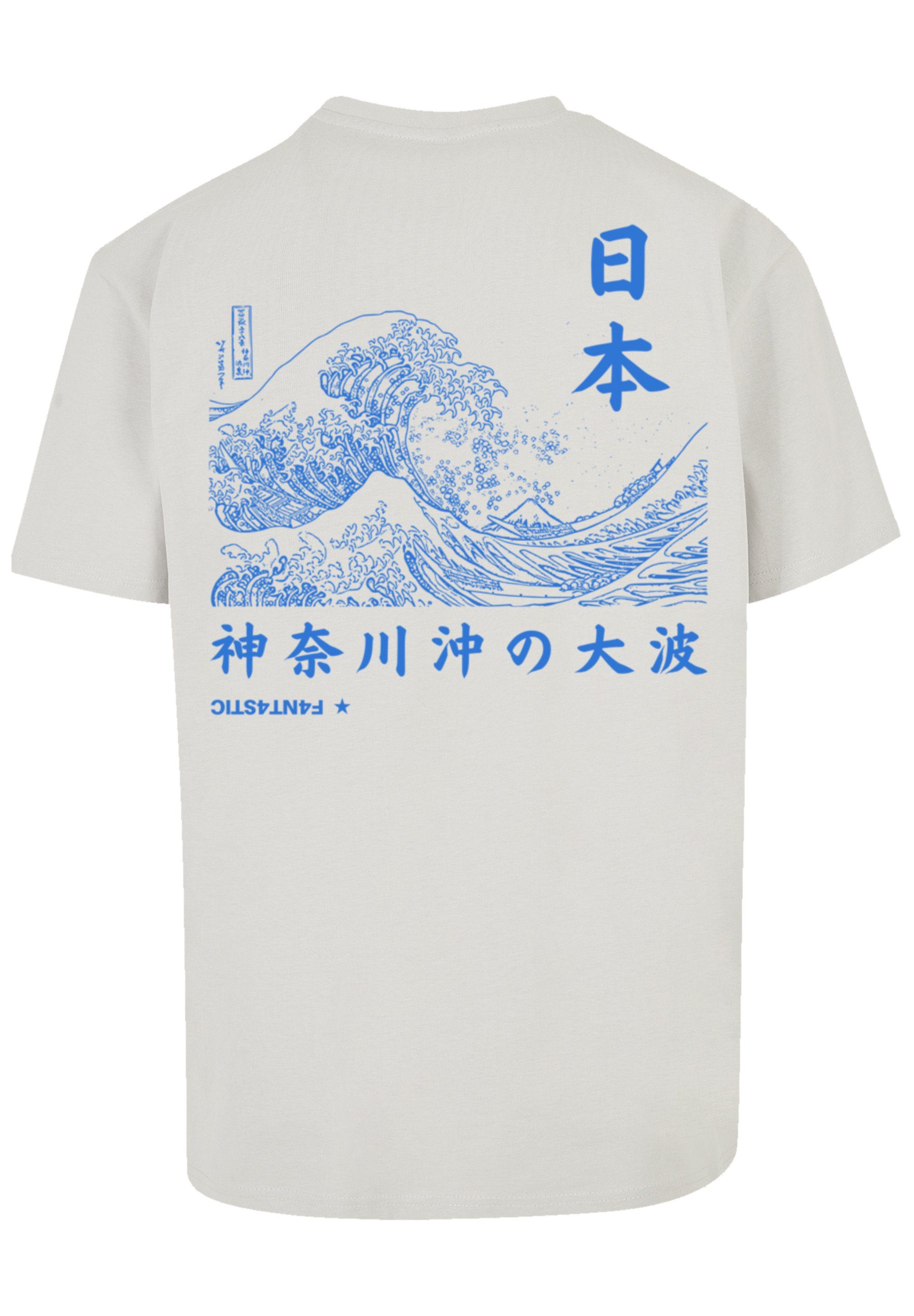 F4NT4STIC T-Shirt Kanagawa Welle lightasphalt Print