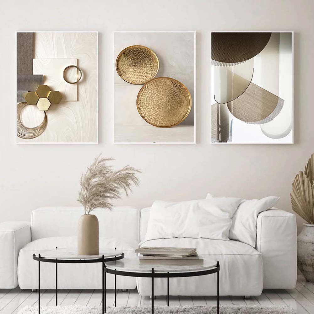 trends for living Wandbild Moderne Wanddekoration Set 3 geometrische Leinwa günstig online kaufen
