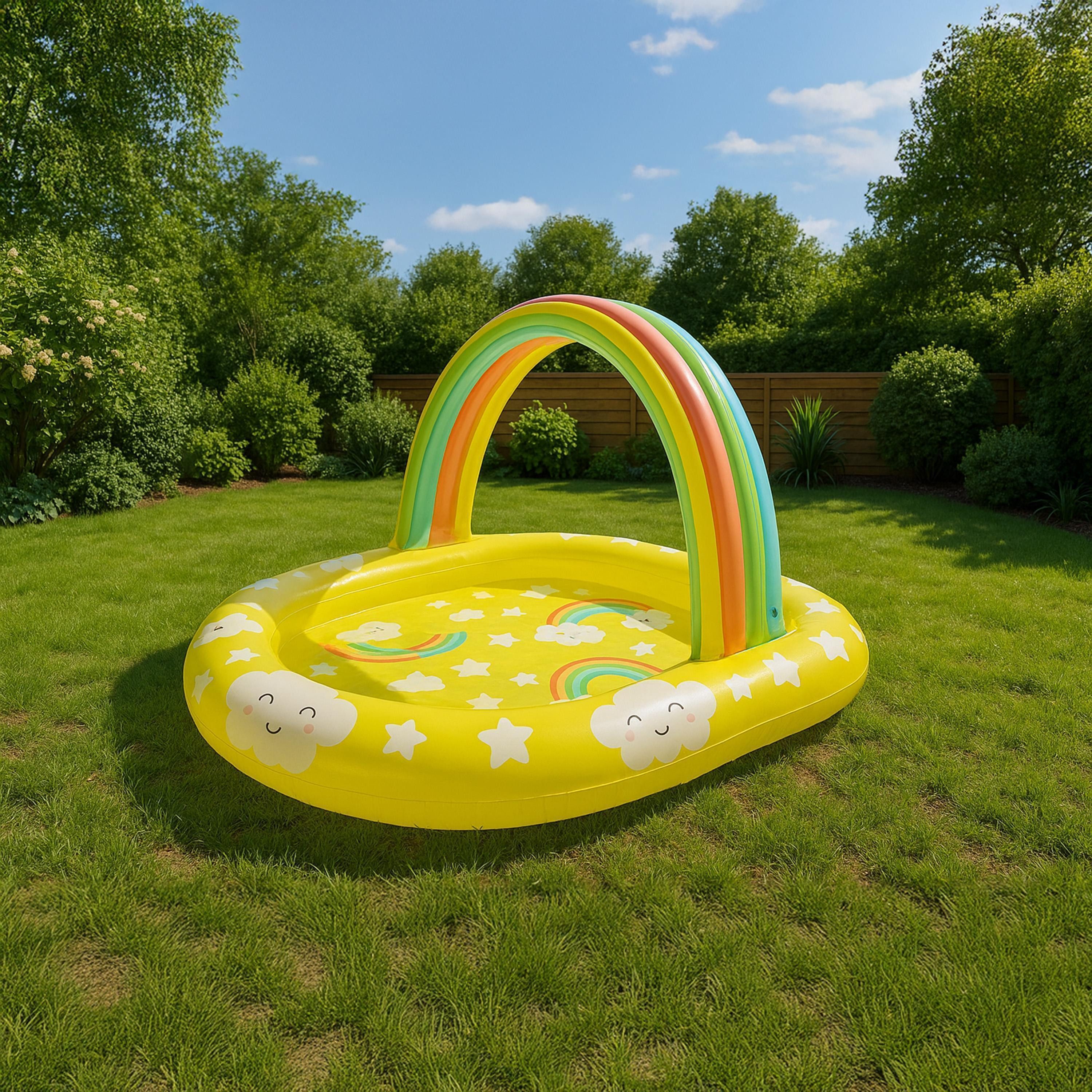 SunClub Planschbecken Kinderpool 144x128x84 cm, (Einzelpack, 1-tlg., aufblasbares Kinderbecken), Regenbogen und Wolken Planschbecken