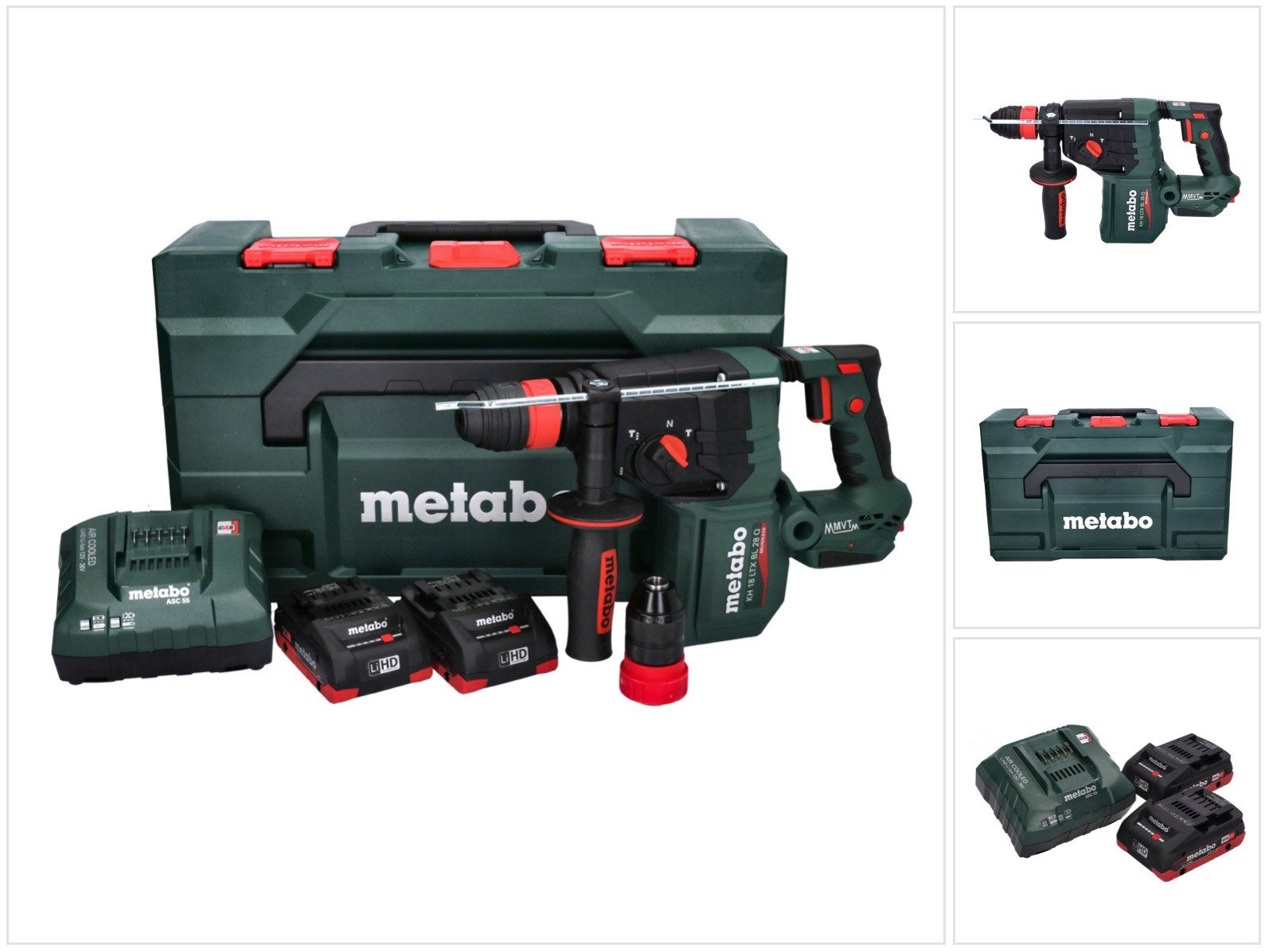 metabo Akku-Bohrhammer KH 18 LTX BL 28 Q Akku Bohrhammer 18 V 3 J SDS plus Brushless + 2x Ak