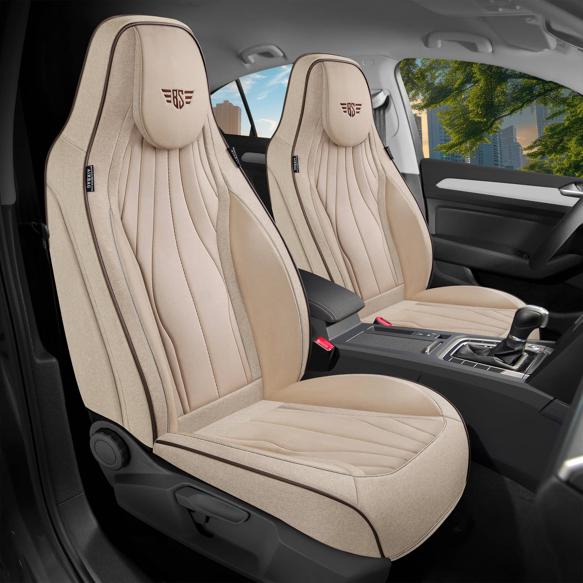 BREMER SITZBEZÜGE Autositzbezug für Jeep Avenger Bj ab 2023 LT3, Set, 2-tlg., Schonbezüge Sitzbezüge Fahrer und Beifahrer, in Beige