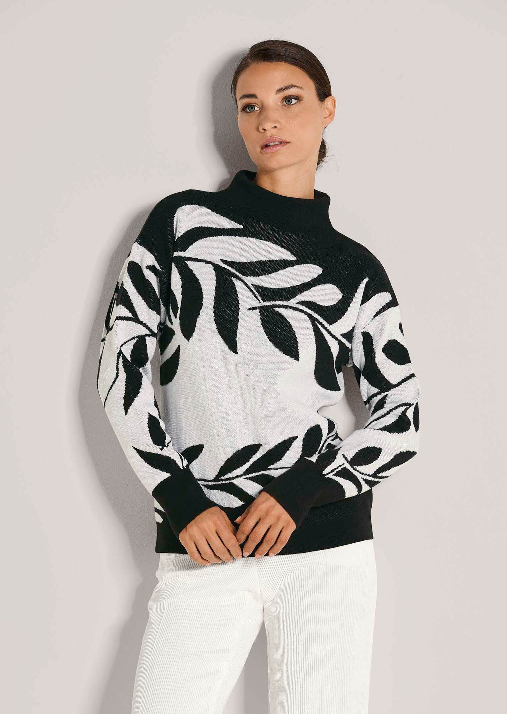 MADELEINE Strickpullover Moderner Winterpullover mit floralem Strickmuster günstig online kaufen