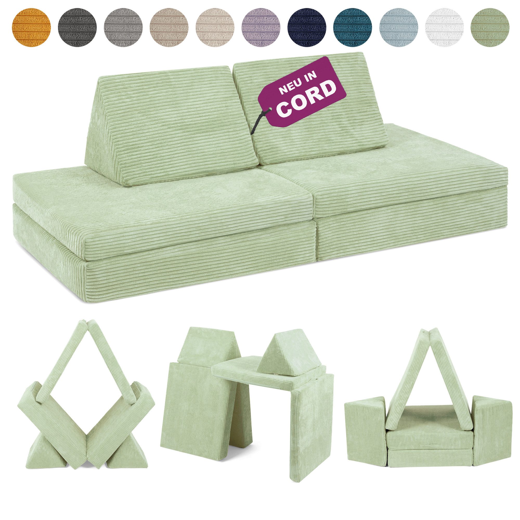 Linodino Kindersofa Spielsofa I aus Schaumstoff Bausteine I Spielcouch für Kinder, 3 Jahre Garantie
