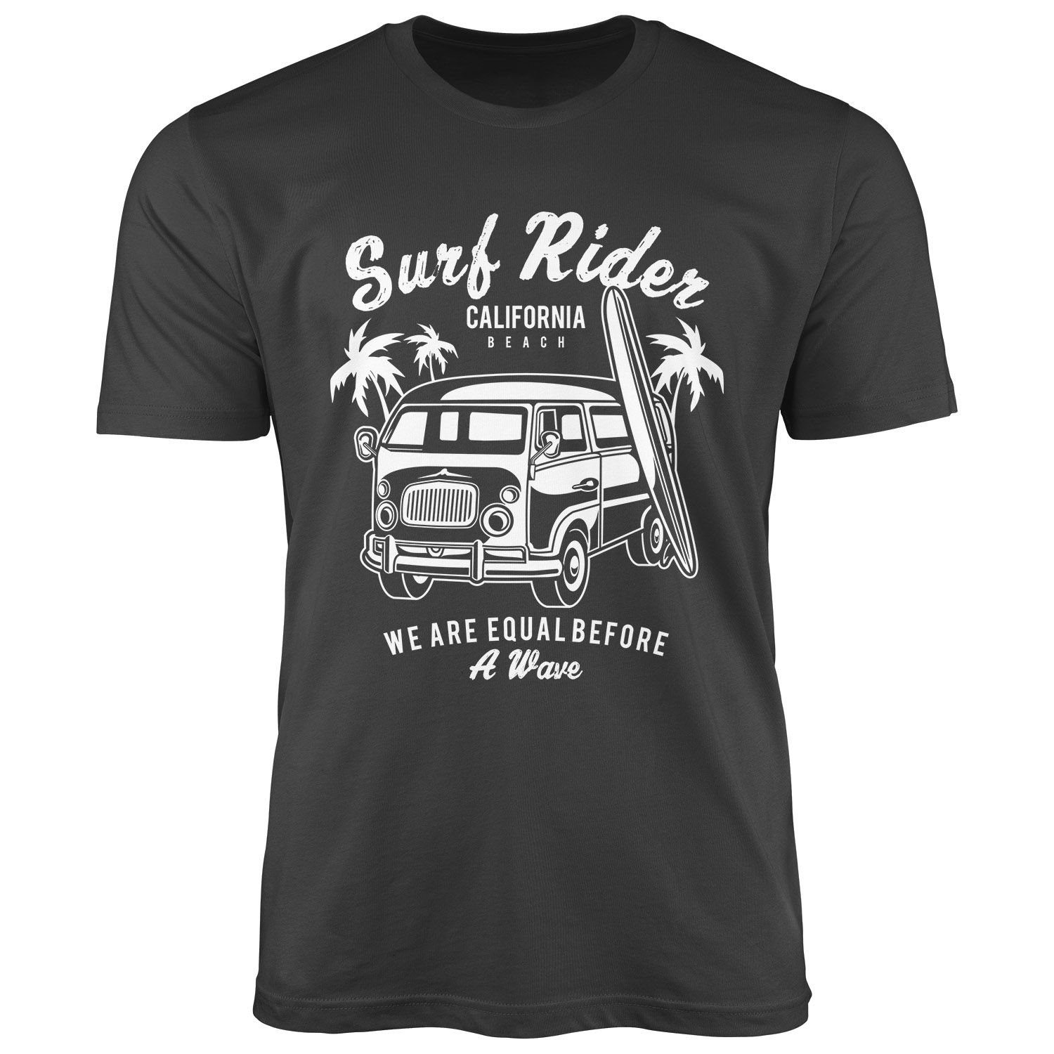 Neverless Print-Shirt schwarz Retro Surfing Bus Herren mit Slim Print Fit T-Shirt Neverless®