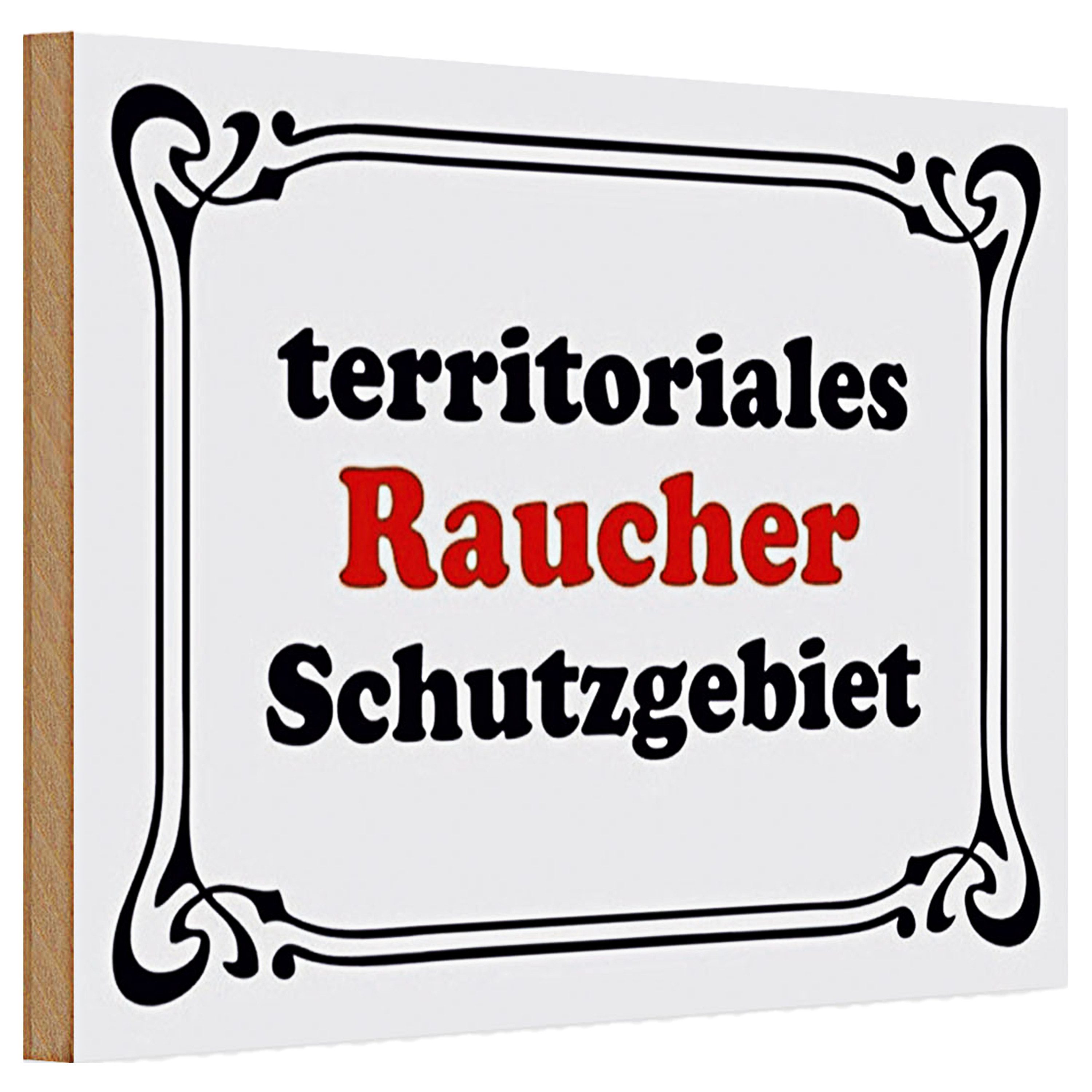 Holzbild Holzschild Rauchen 30x20cm Raucher Schutzgebiet
